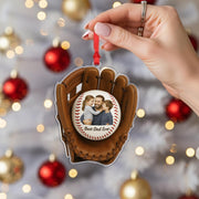 Personalized Baseball Glove Photo Ornament - Dad Christmas Keepsake