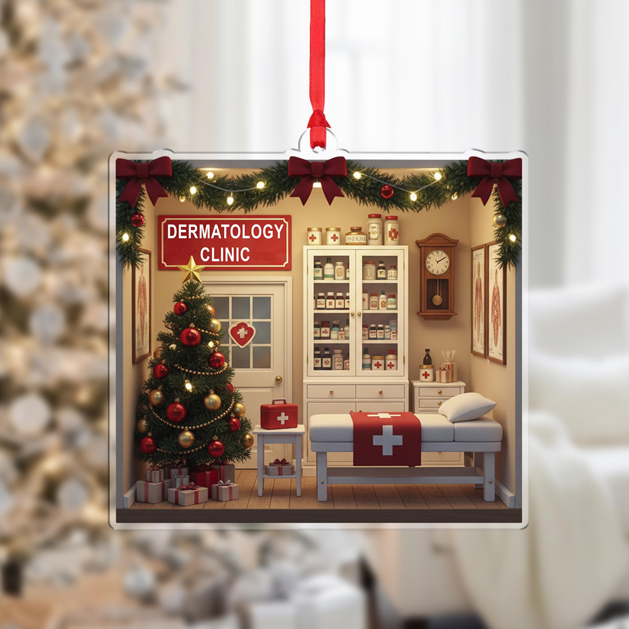 Dermatology Clinic Christmas Ornament, Medical Office Acrylic, Personalized Name Year