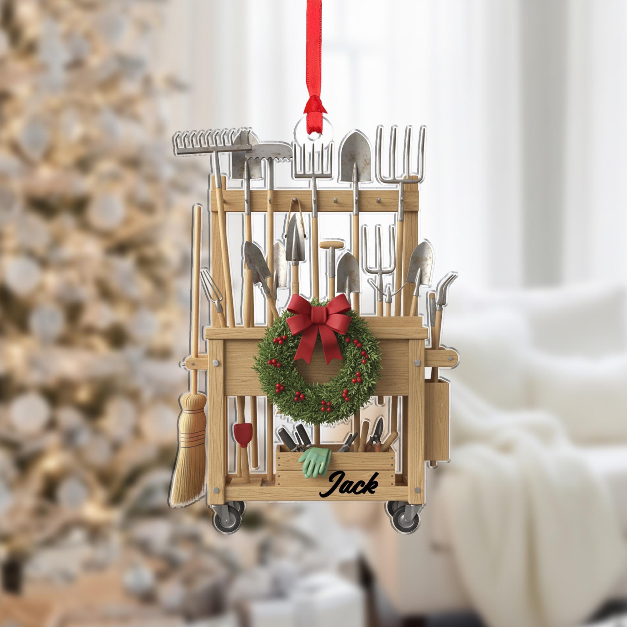 Garden Tool Cart Ornament – Personalized Gardener Christmas Decor