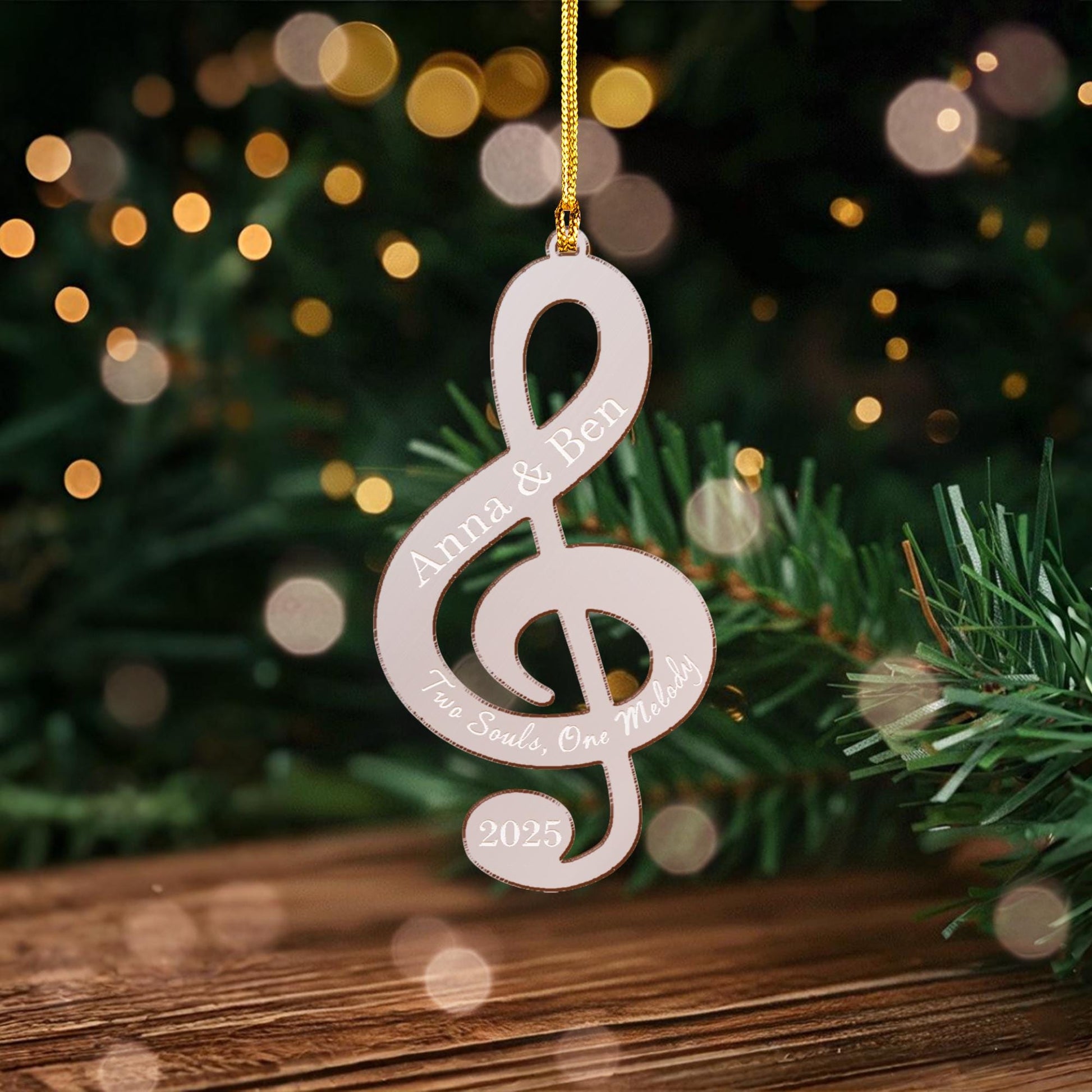 Personalized Treble Clef Acrylic Mirror Ornament, Music Decoration, Custom Name Sign 2025