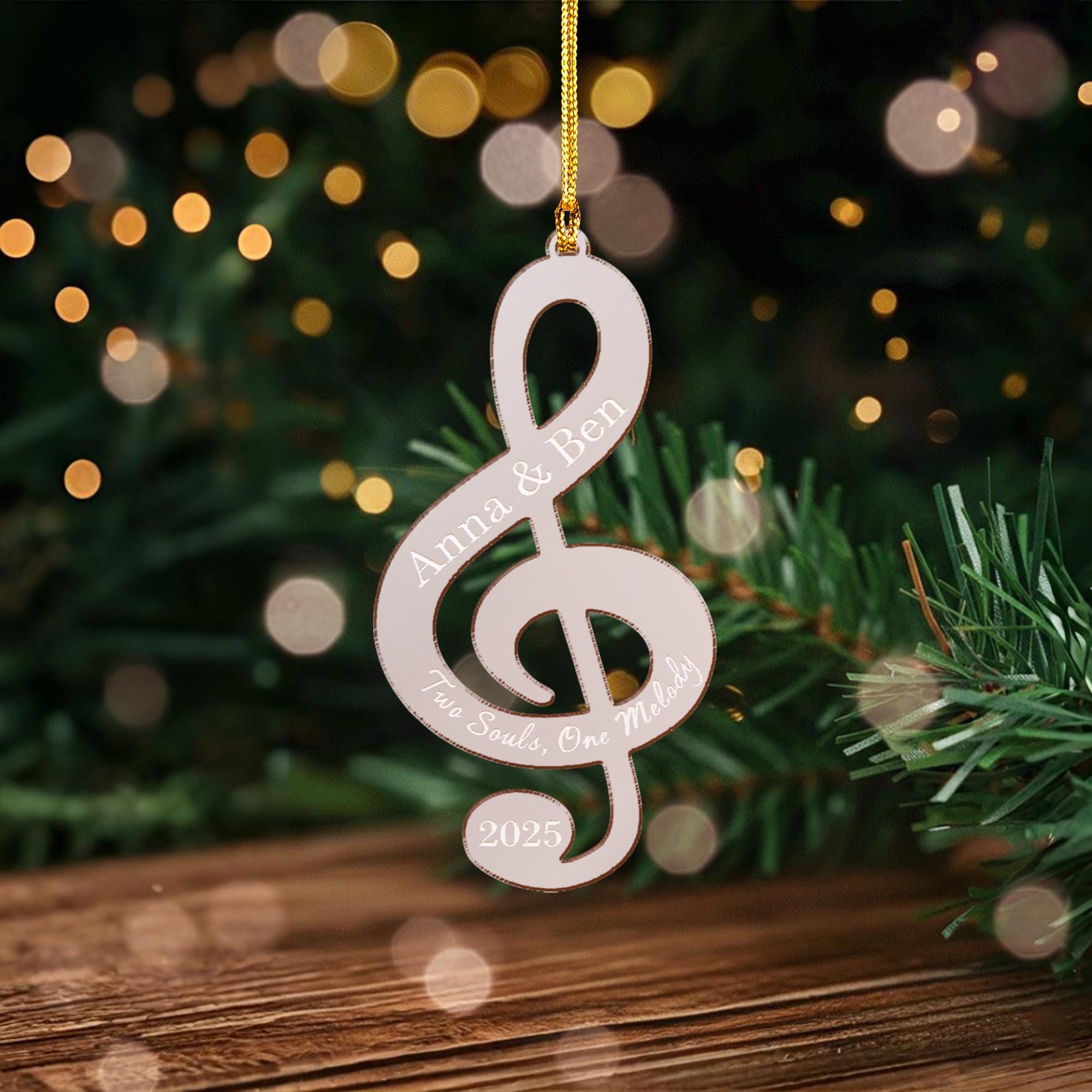 Personalized Treble Clef Acrylic Mirror Ornament, Music Decoration, Custom Name Sign 2025