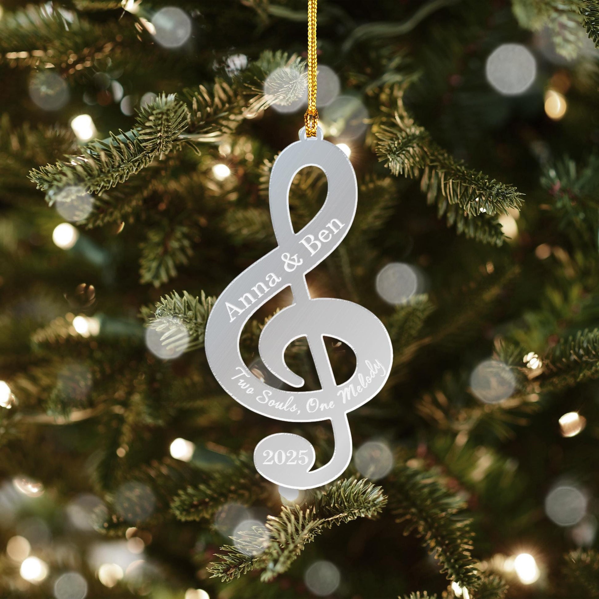 Personalized Treble Clef Acrylic Mirror Ornament, Music Decoration, Custom Name Sign 2025