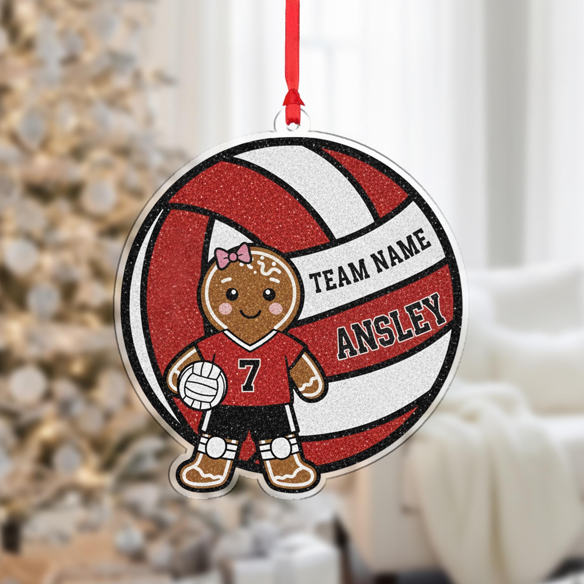Personalized Gingerbread Volleyball Ornament • Custom Team Christmas Gift