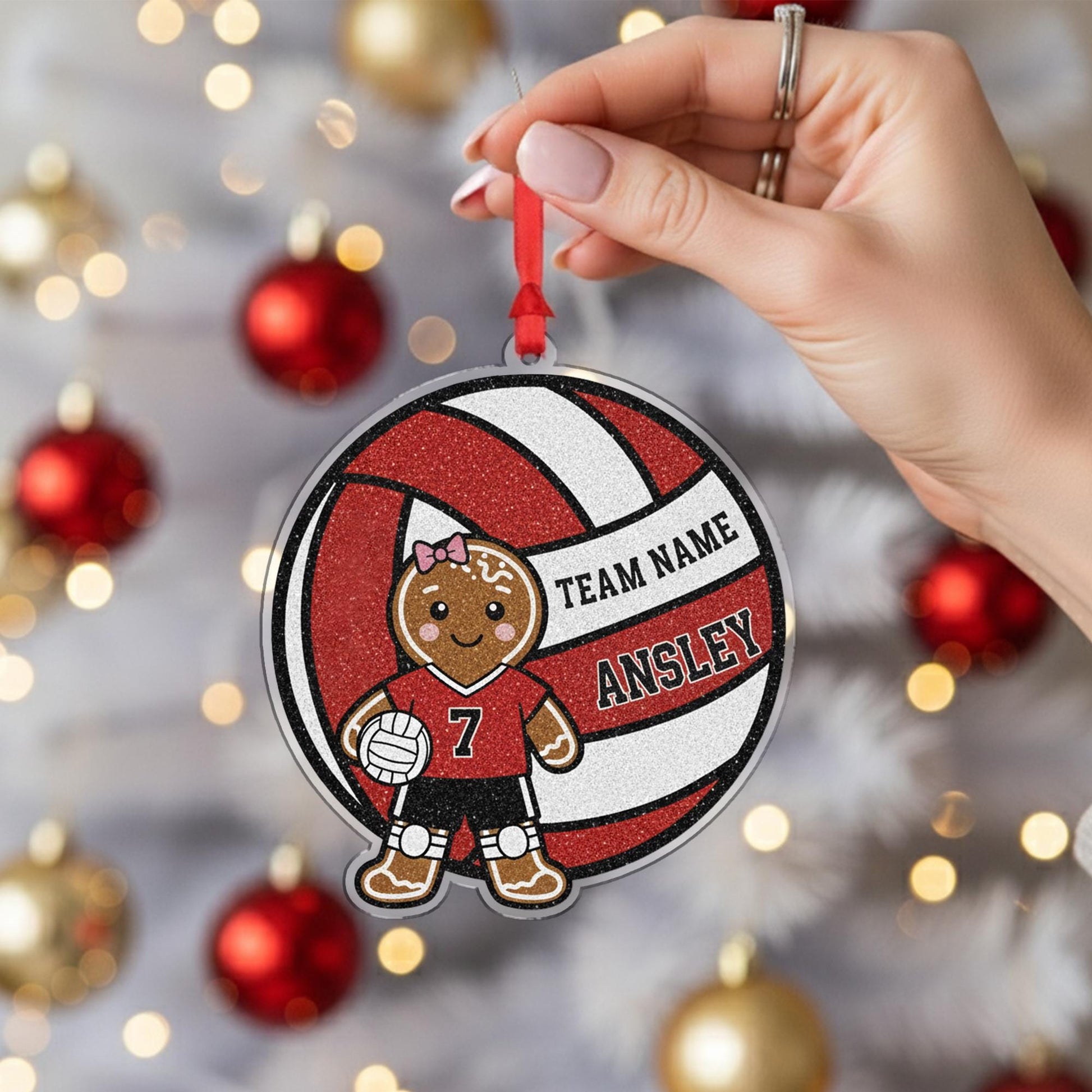 Personalized Gingerbread Volleyball Ornament • Custom Team Christmas Gift