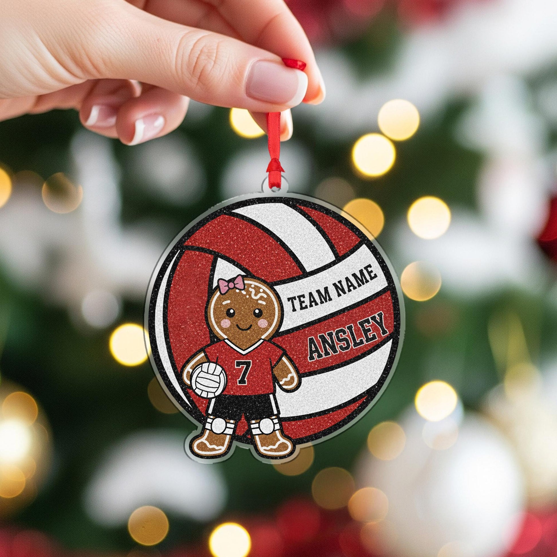 Personalized Gingerbread Volleyball Ornament • Custom Team Christmas Gift