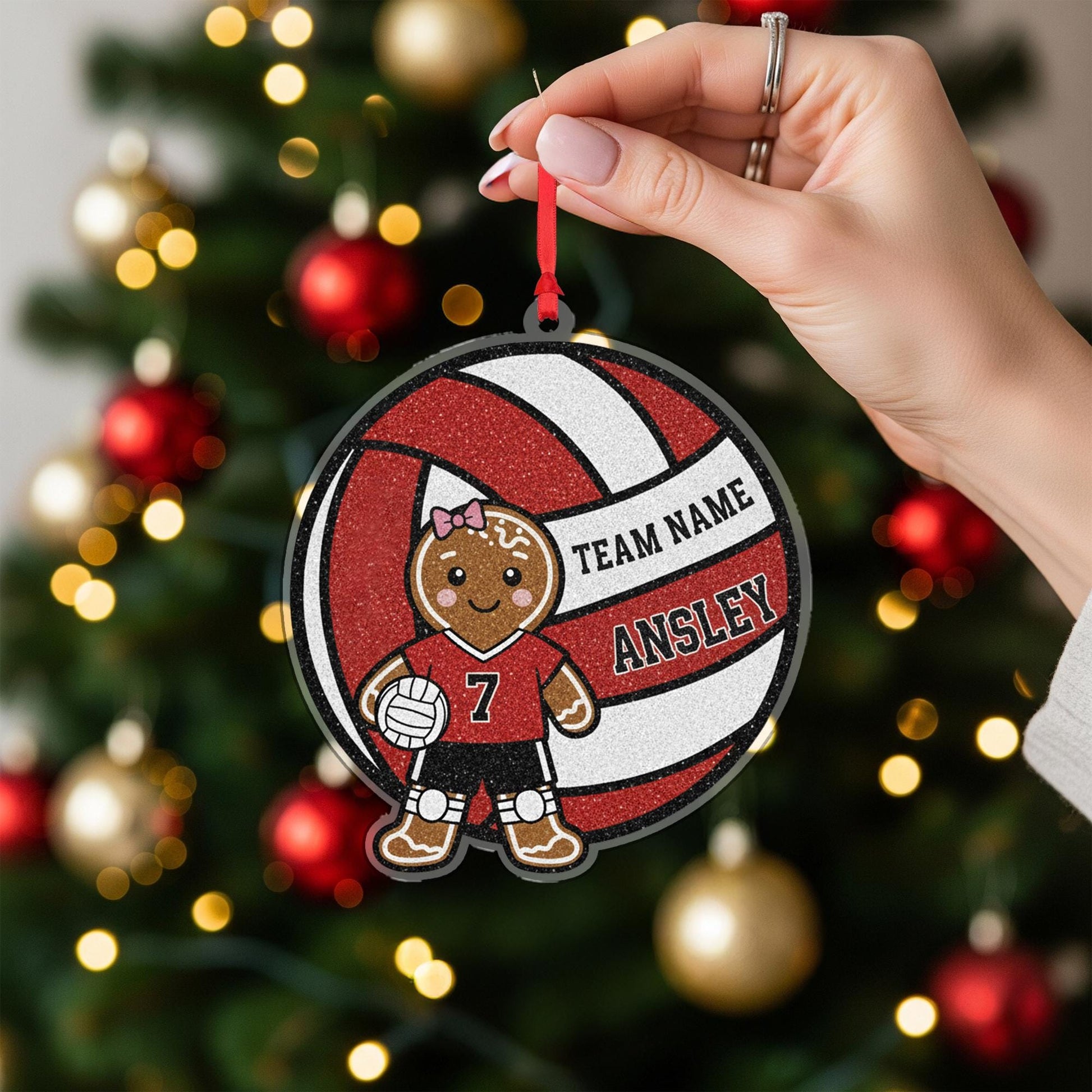 Personalized Gingerbread Volleyball Ornament • Custom Team Christmas Gift