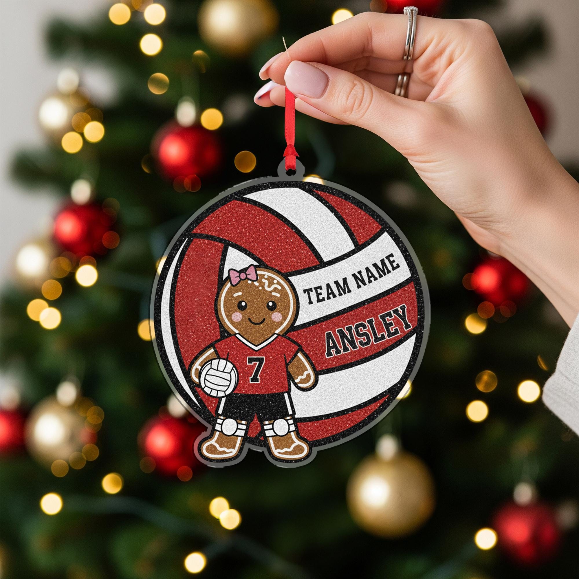 Personalized Gingerbread Volleyball Ornament • Custom Team Christmas Gift