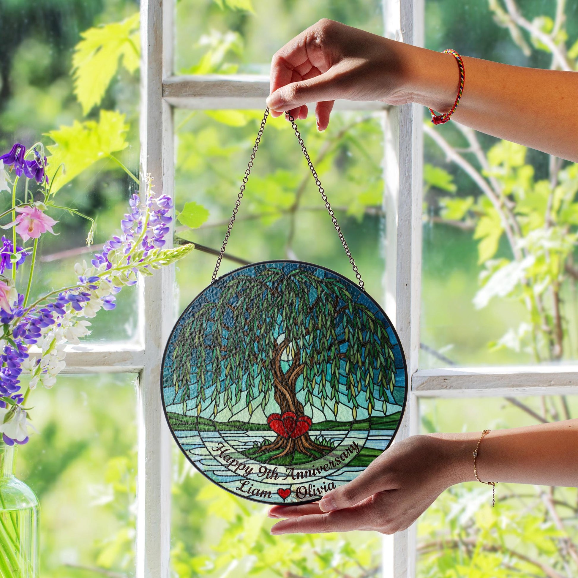 Personalized Willow Tree Suncatcher • 9th Anniversary Memorial Ornament