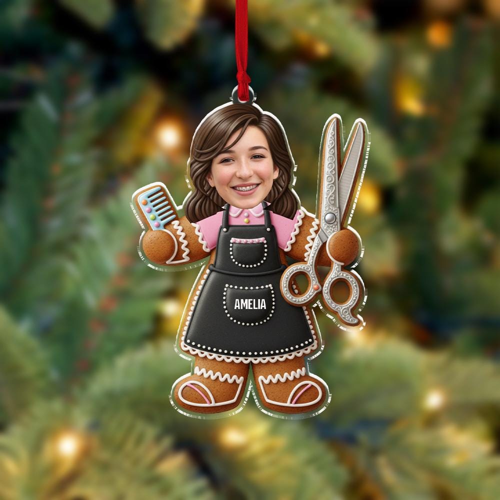 Custom Hairstylist Ornament: Personalized Gingerbread Christmas Decoration