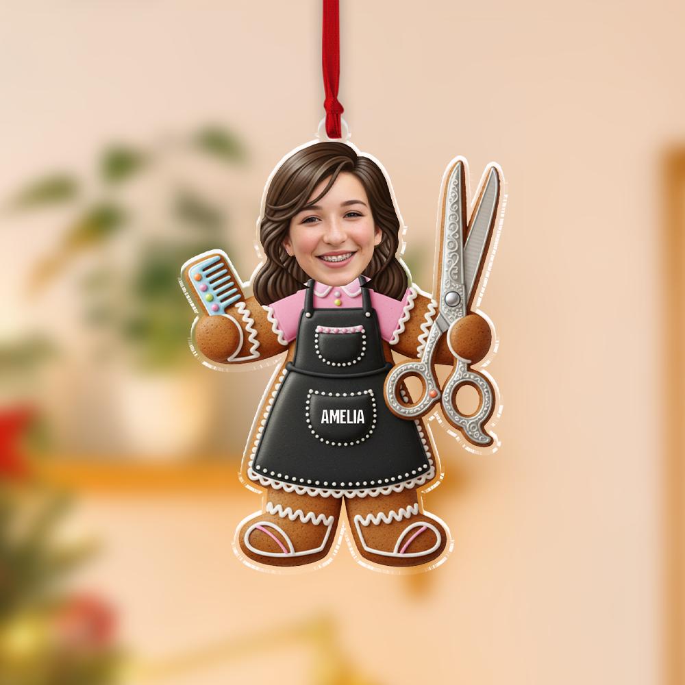 Custom Hairstylist Ornament: Personalized Gingerbread Christmas Decoration
