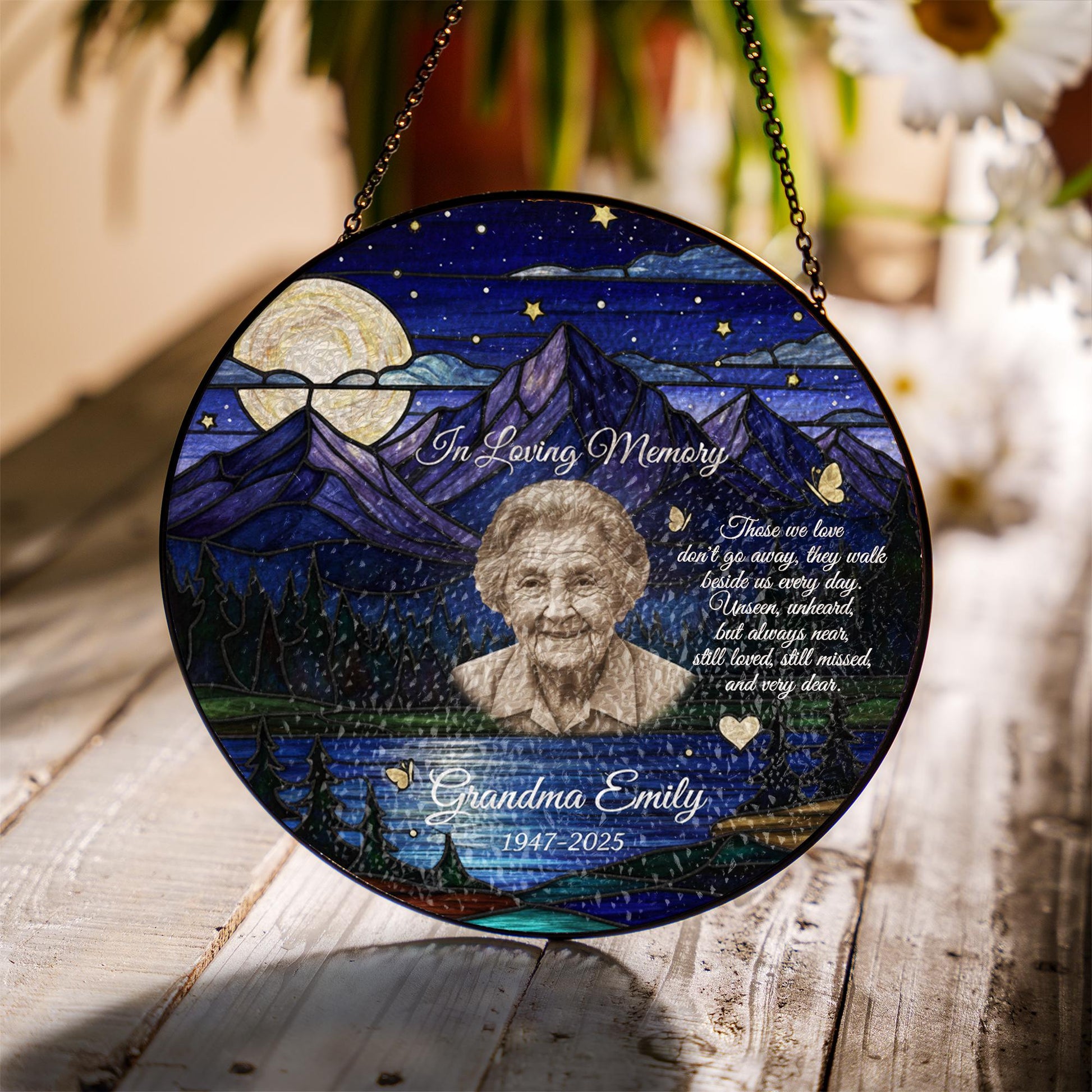 Personalized Memorial Suncatcher • In Loving Memory Window Ornament Tribute Gift