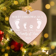 Personalized Heart Acrylic Mirror Ornament: Family Footprint Paw Memorial Decoration