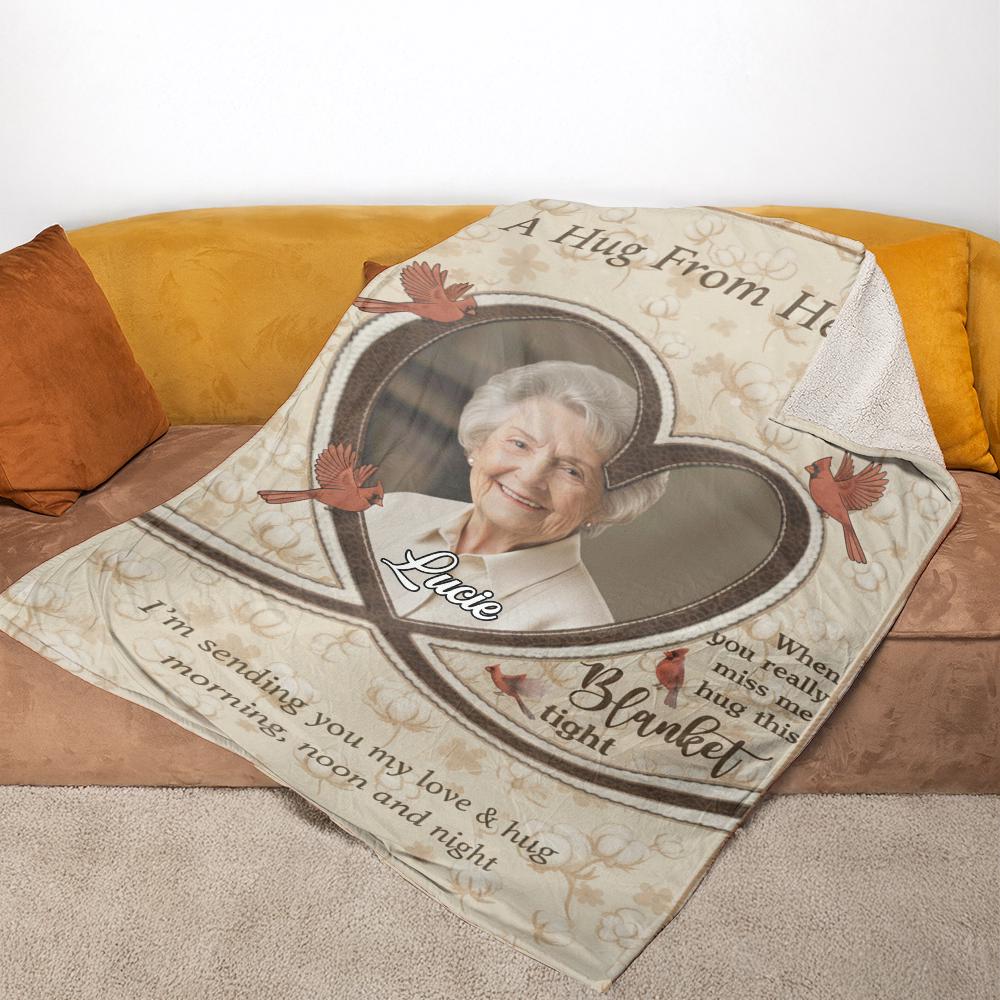 A Hug From Heaven Blanket | Custom Memorial Fleece Blanket | Personalized Remembrance Throw