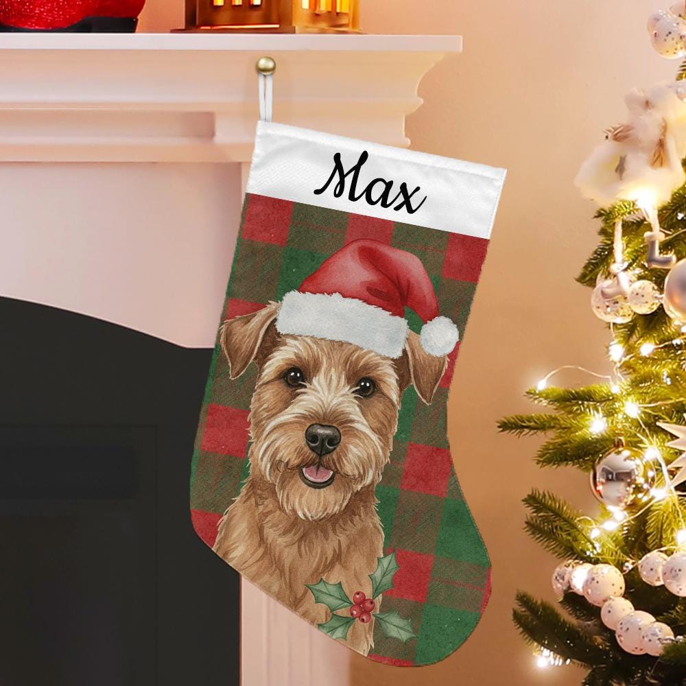 Custom Pet Photo Christmas Stocking: Personalized Plaid Holiday Decor