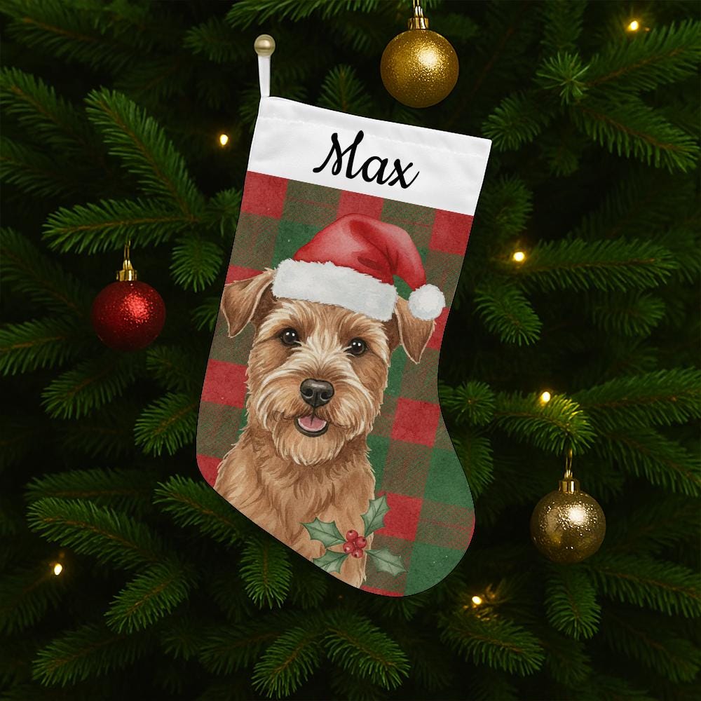 Custom Pet Photo Christmas Stocking: Personalized Plaid Holiday Decor