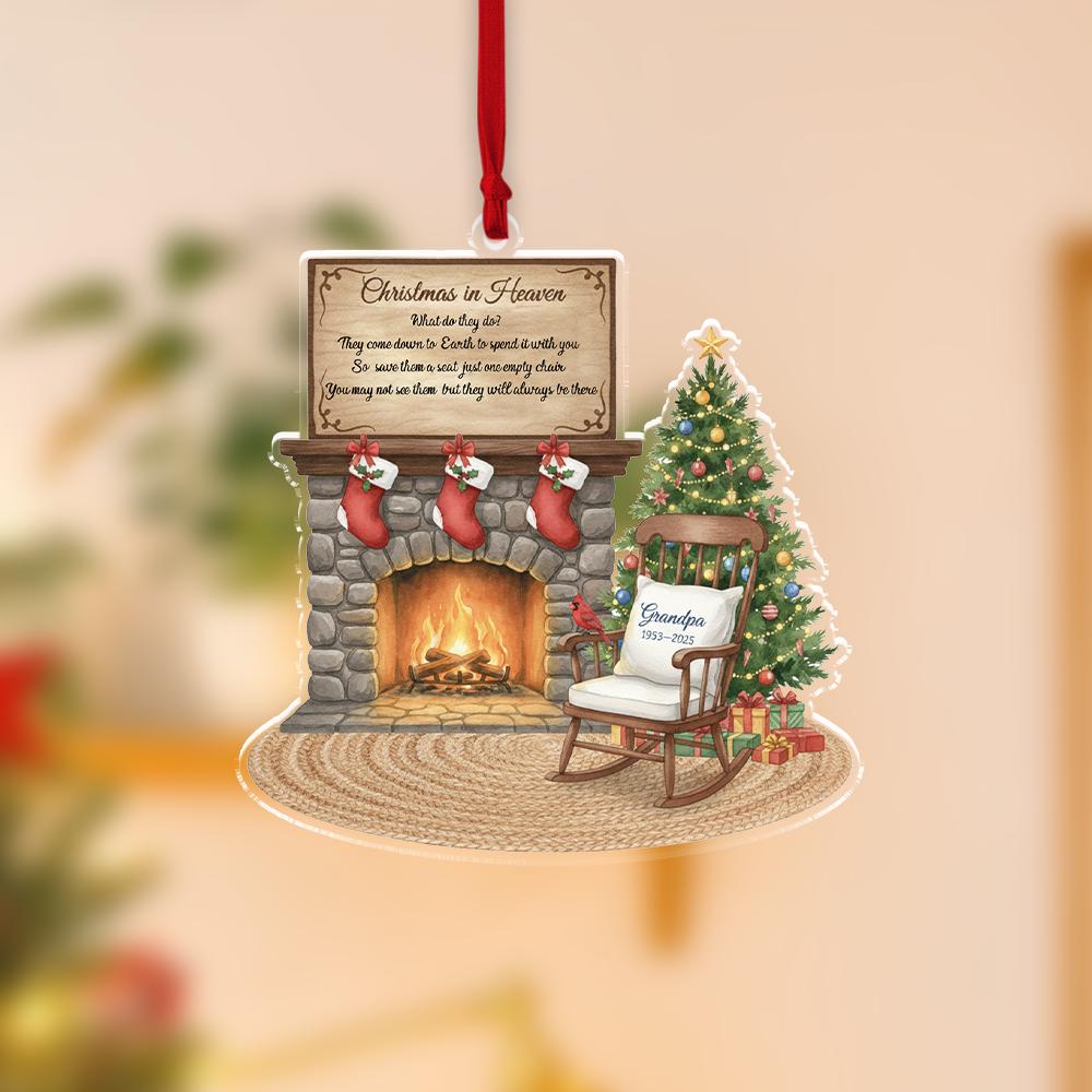 Christmas in Heaven Memorial Ornament • Personalized Fireplace Chair Keepsake