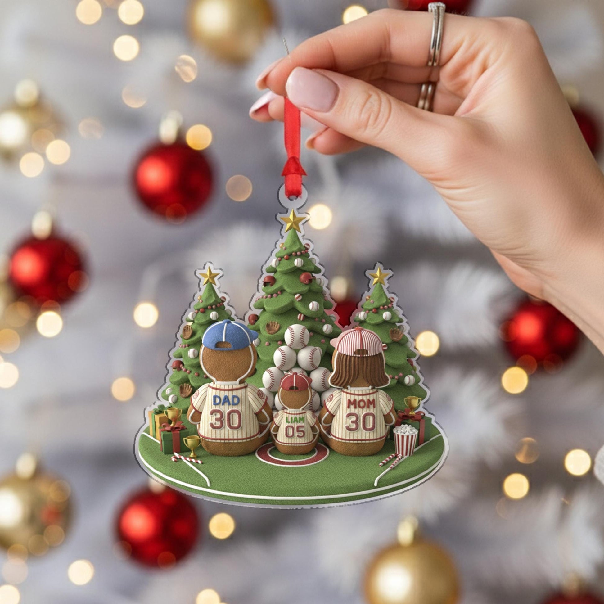 Personalized Baseball Family Christmas Ornament - Custom Team Player Gift