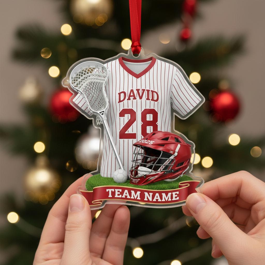 Personalized Lacrosse Ornament - Custom Jersey Player Name Team Gift 2025