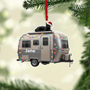 Personalized Trailer Acrylic Ornament — Custom Name Cat Roof Holiday Ornament
