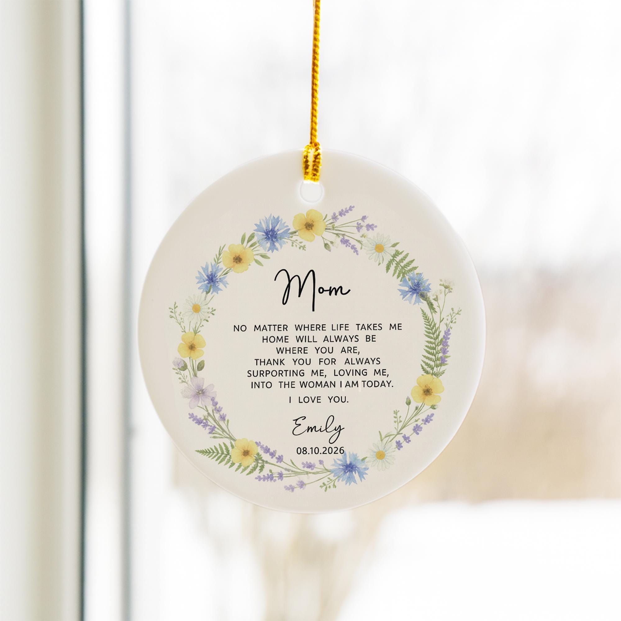 Personalized Mom Ornament | Floral Ceramic Keepsake Gift