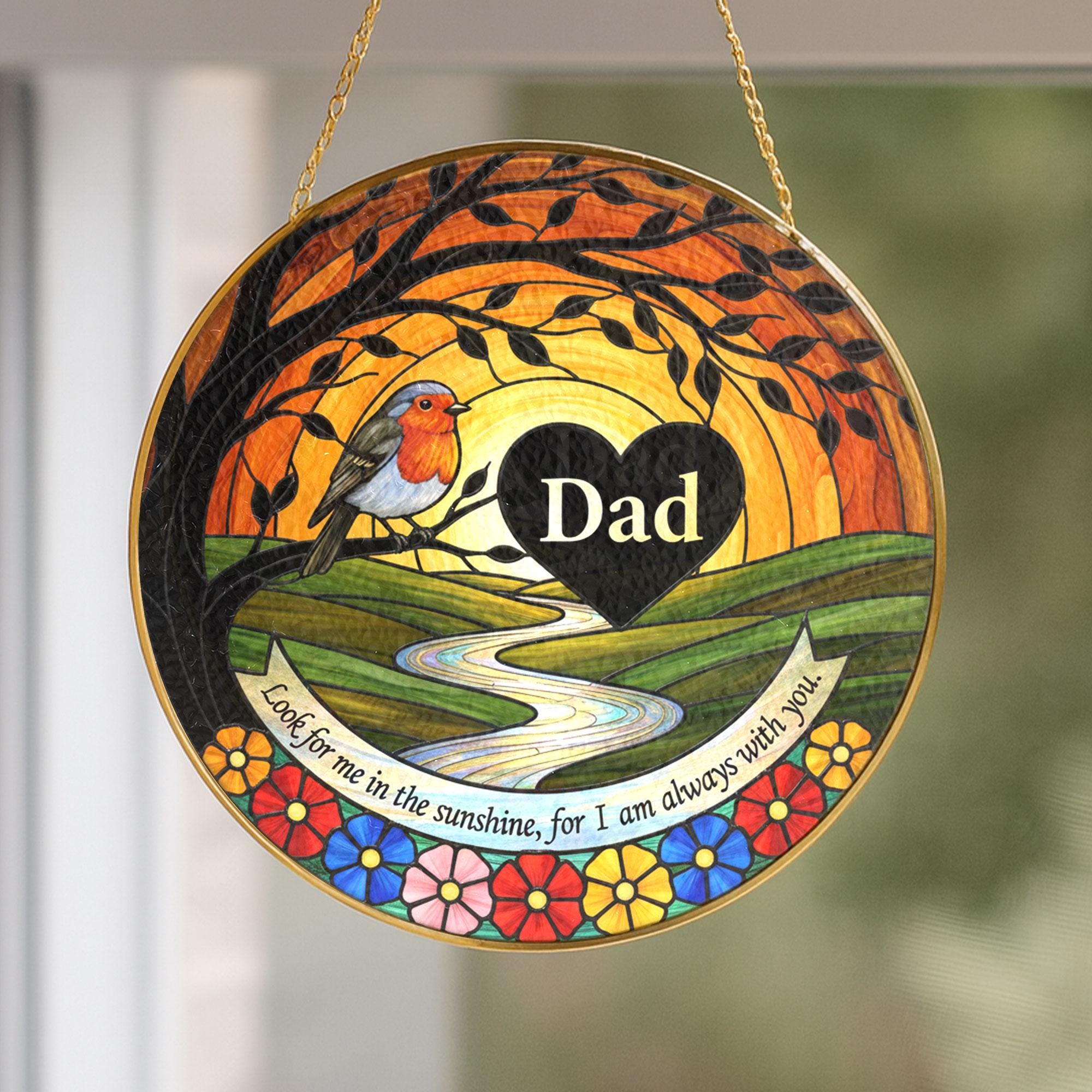 Memorial Suncatcher for Love Ones | Hummingbird Glass Window Hanging