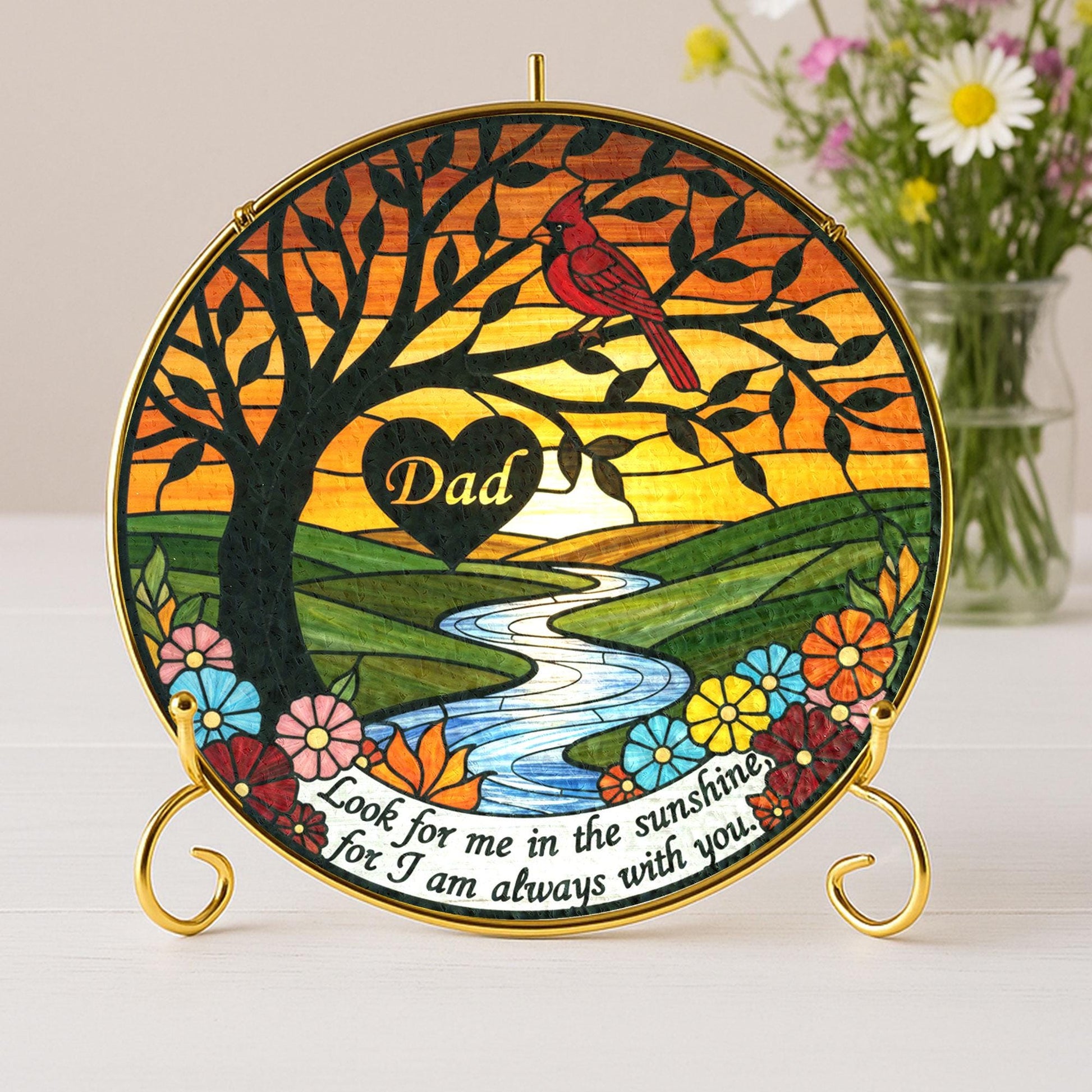 Memorial Suncatcher for Love Ones | Hummingbird Glass Window Hanging
