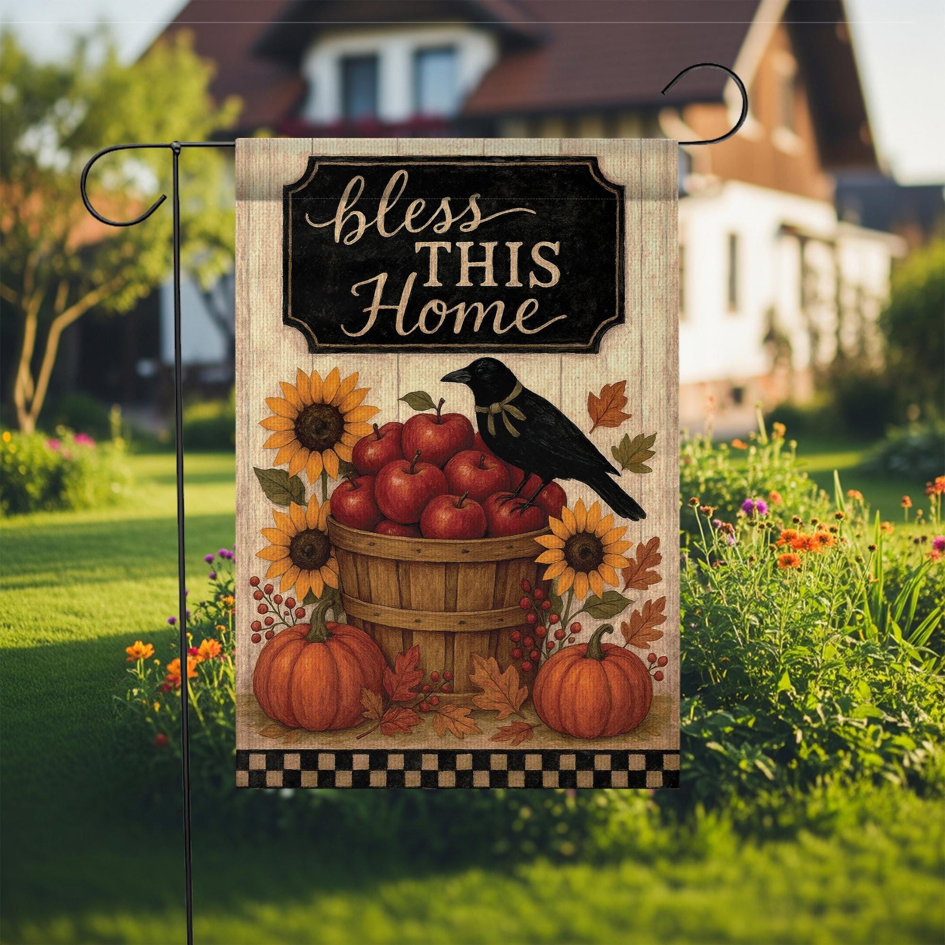 Bless This Home Garden Flag: Autumn Harvest Yard Decor