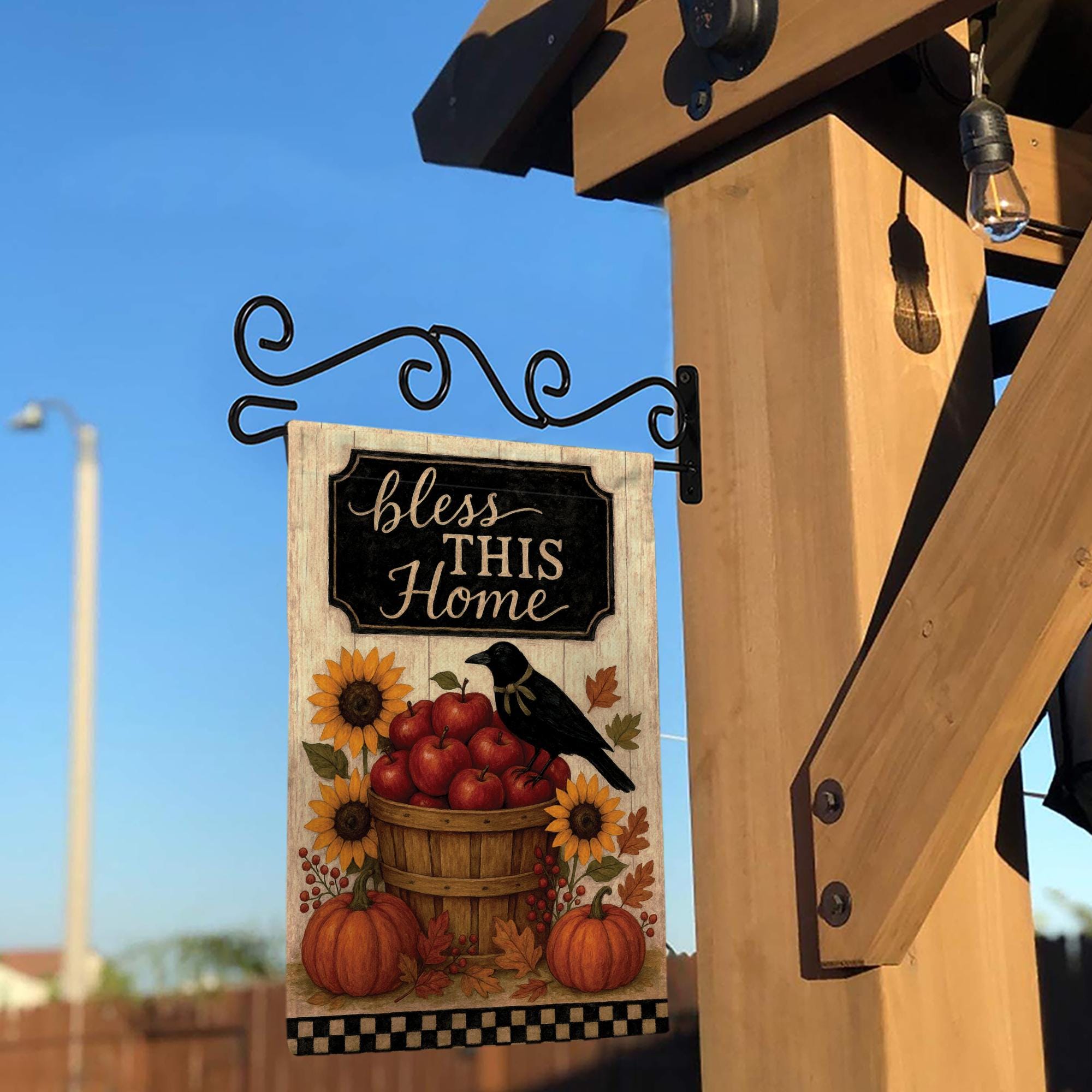 Bless This Home Garden Flag: Autumn Harvest Yard Decor