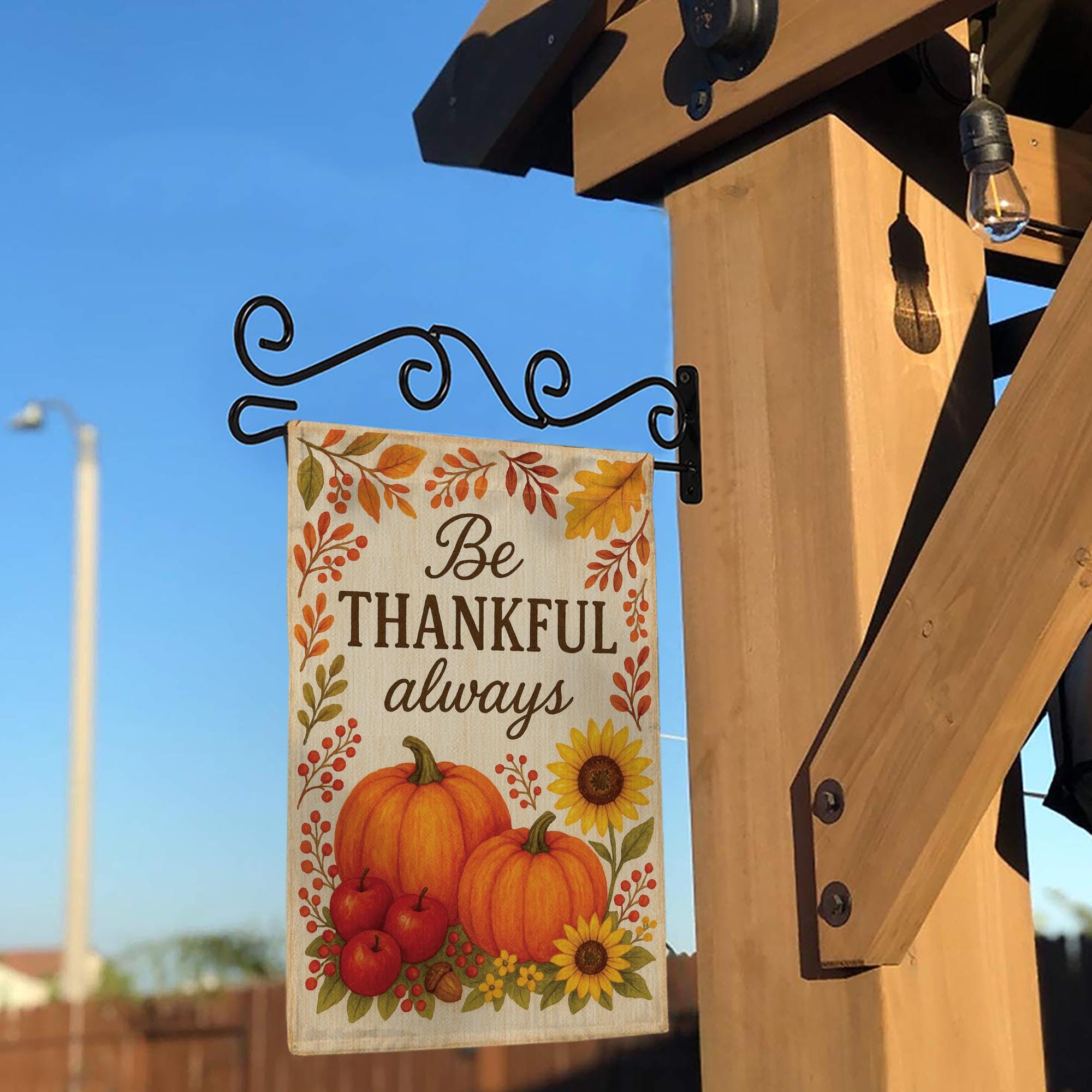 Be Thankful Always Garden Flag: Autumn Harvest Yard Decor