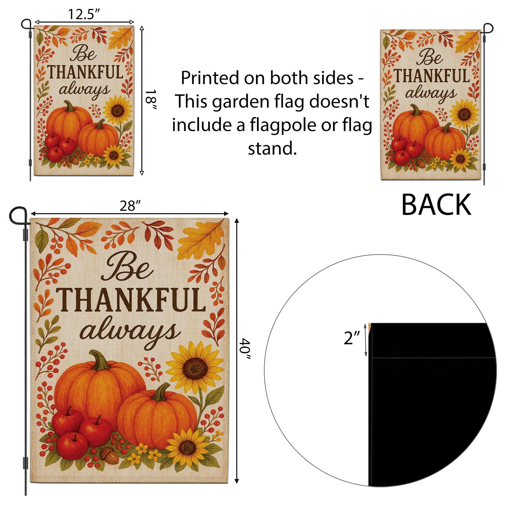 Be Thankful Always Garden Flag: Autumn Harvest Yard Decor