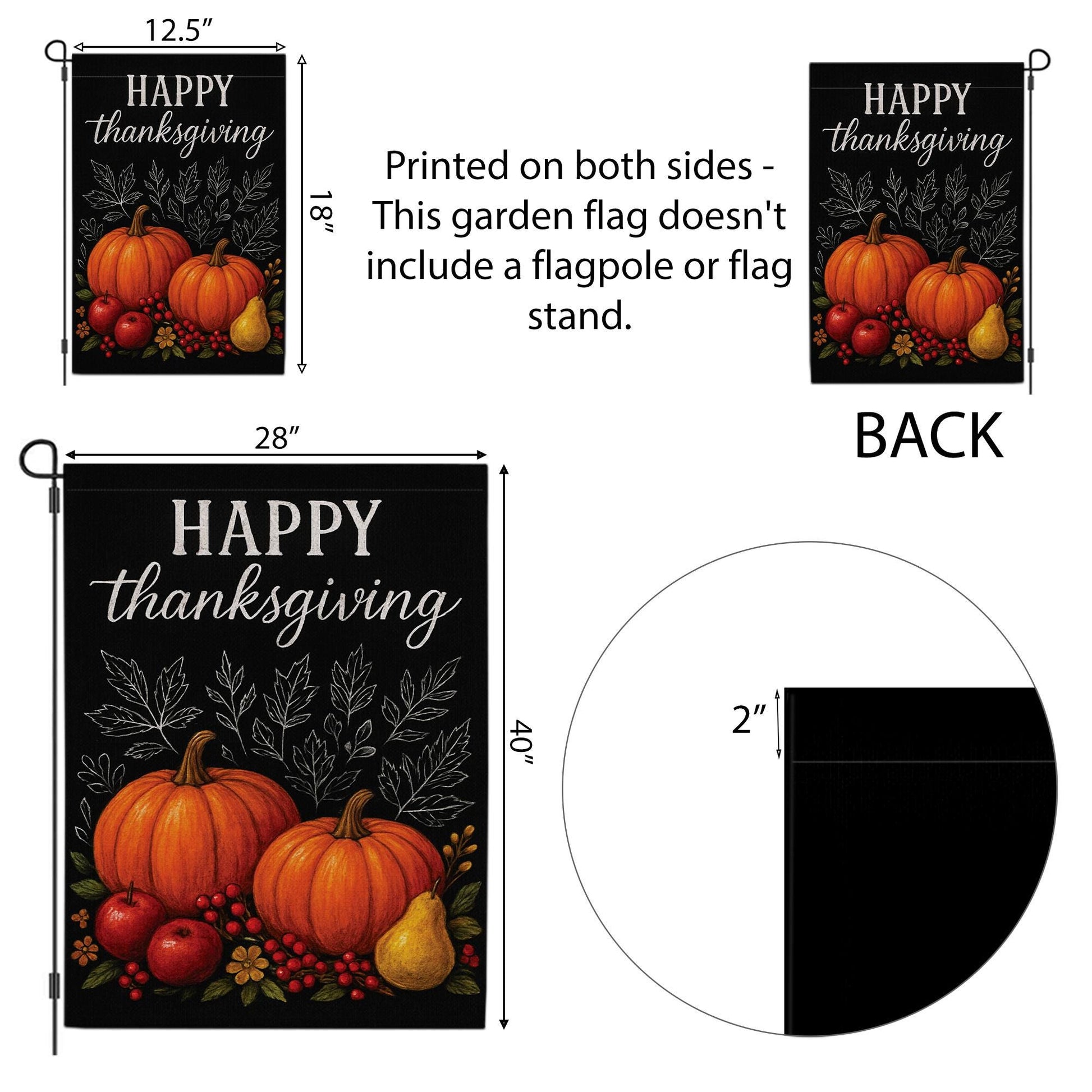 Happy Thanksgiving Garden Flag: Pumpkin Harvest Yard Decor