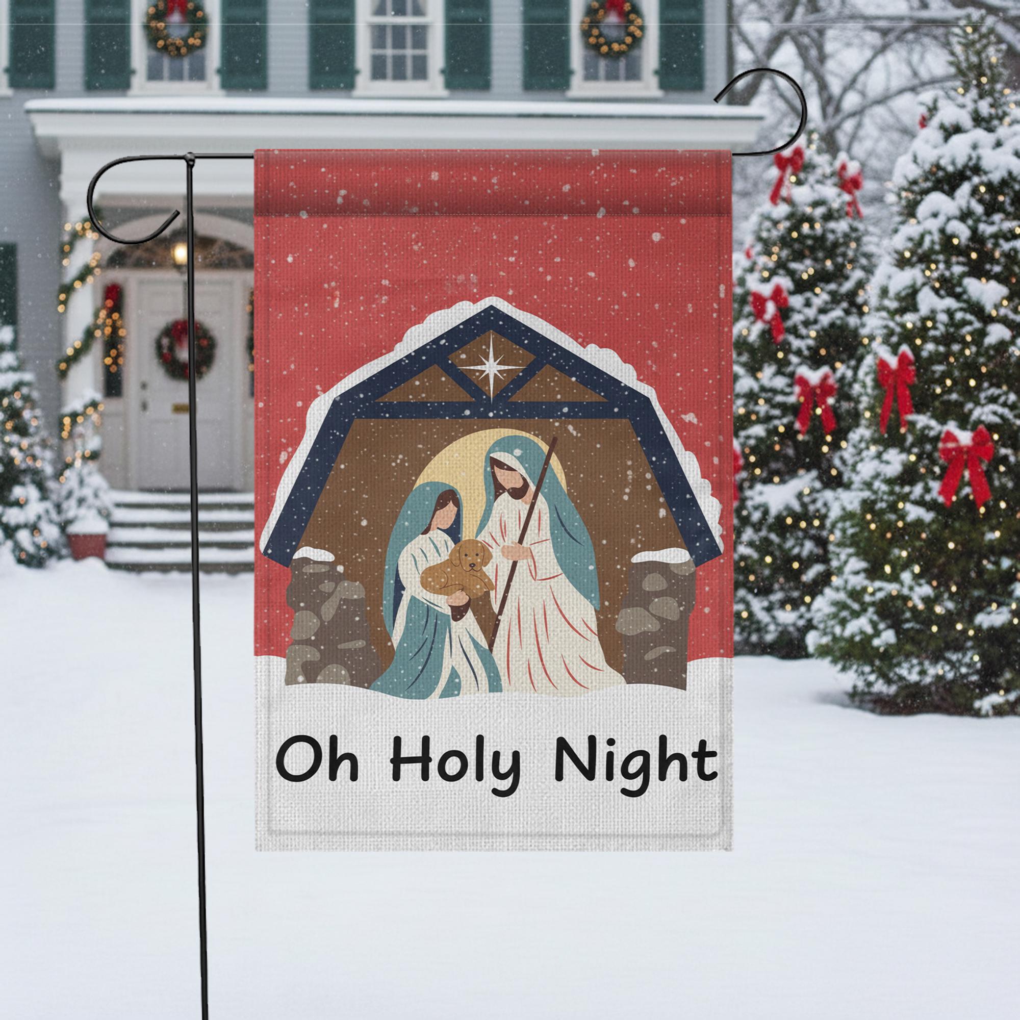 Nativity Scene Garden Flag – Oh Holy Night Christmas Outdoor Decoration