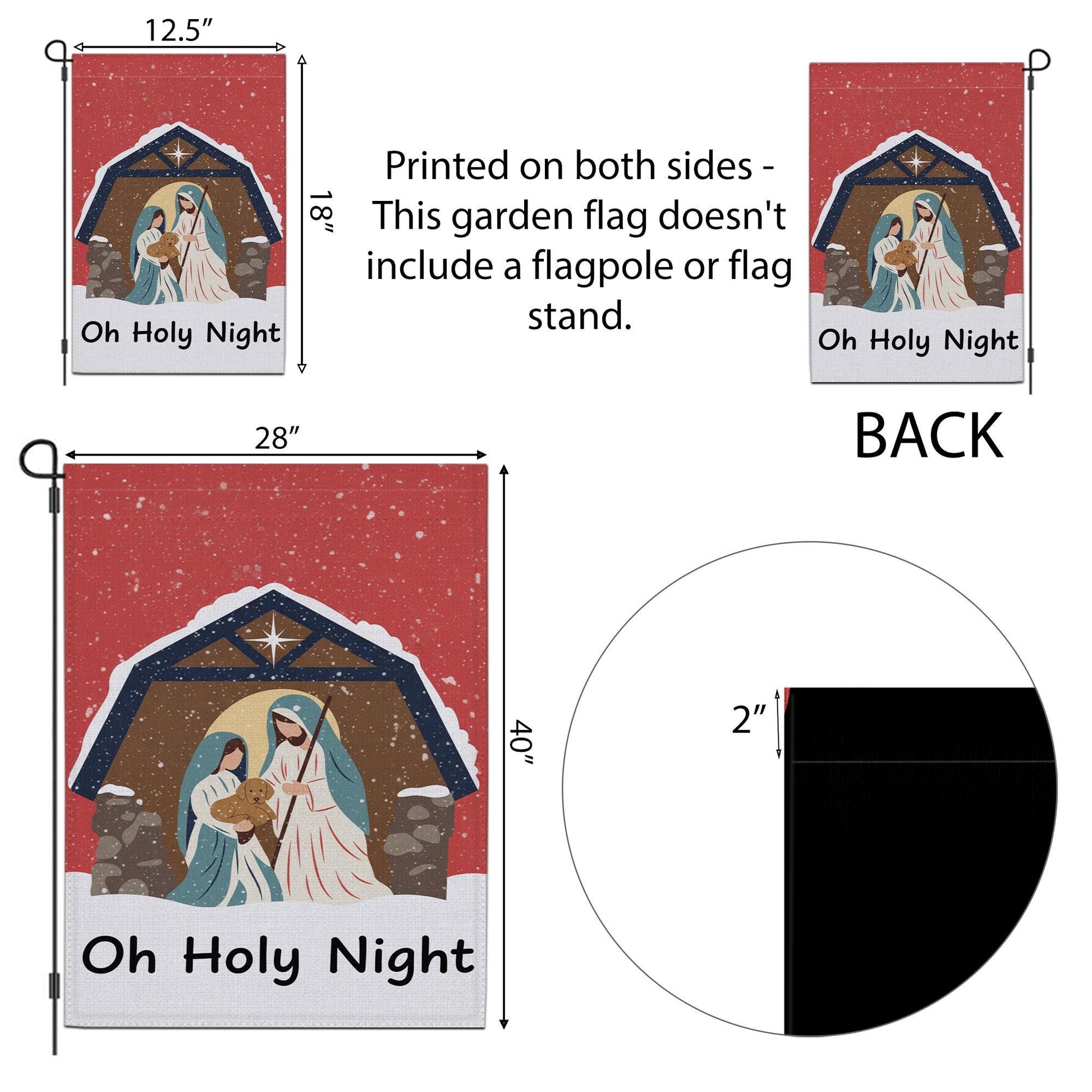 Nativity Scene Garden Flag – Oh Holy Night Christmas Outdoor Decoration