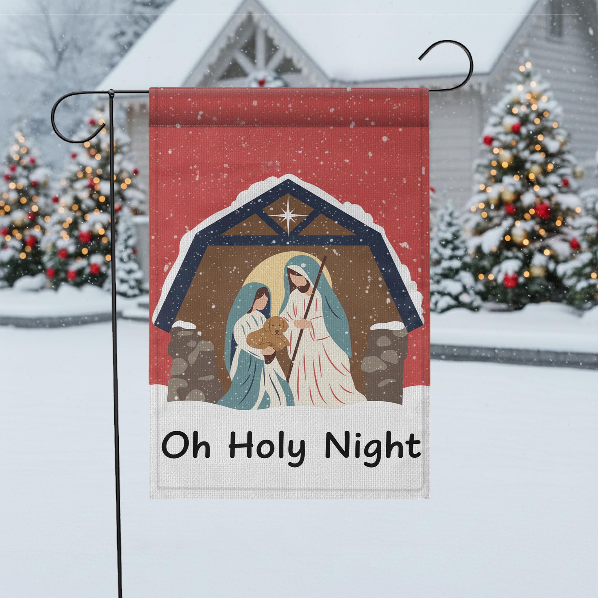 Nativity Scene Garden Flag – Oh Holy Night Christmas Outdoor Decoration