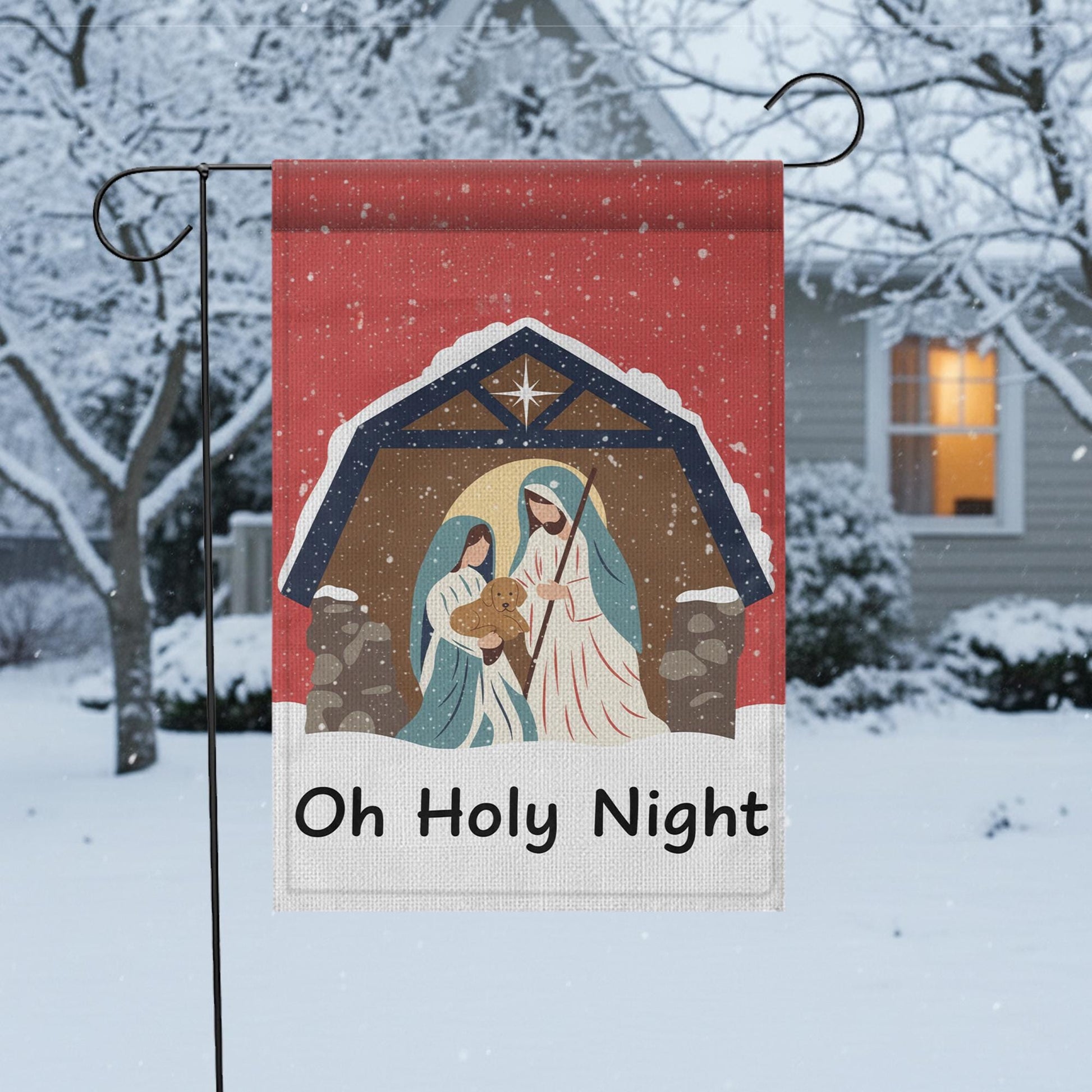 Nativity Scene Garden Flag – Oh Holy Night Christmas Outdoor Decoration