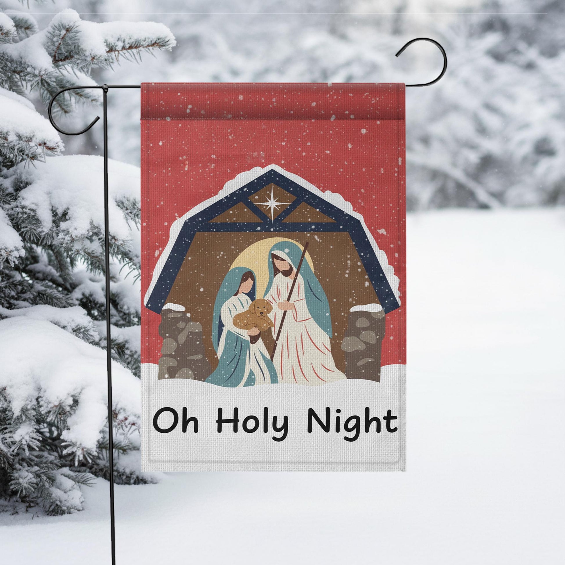 Nativity Scene Garden Flag – Oh Holy Night Christmas Outdoor Decoration