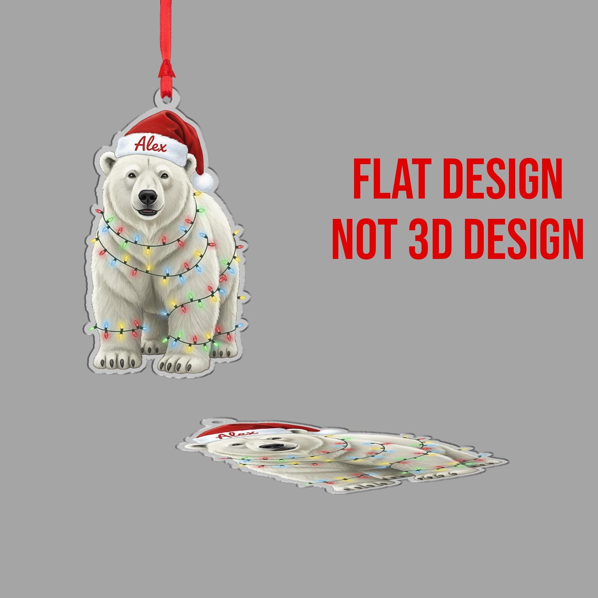 Personalized Polar Bear Ornament: Custom Name Christmas Tree Decoration