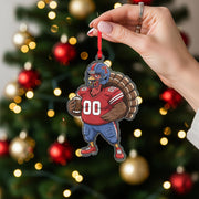 Personalized Turkey Football Christmas Ornament – Acrylic Hanging Decoration with Helmet and Jersey Design