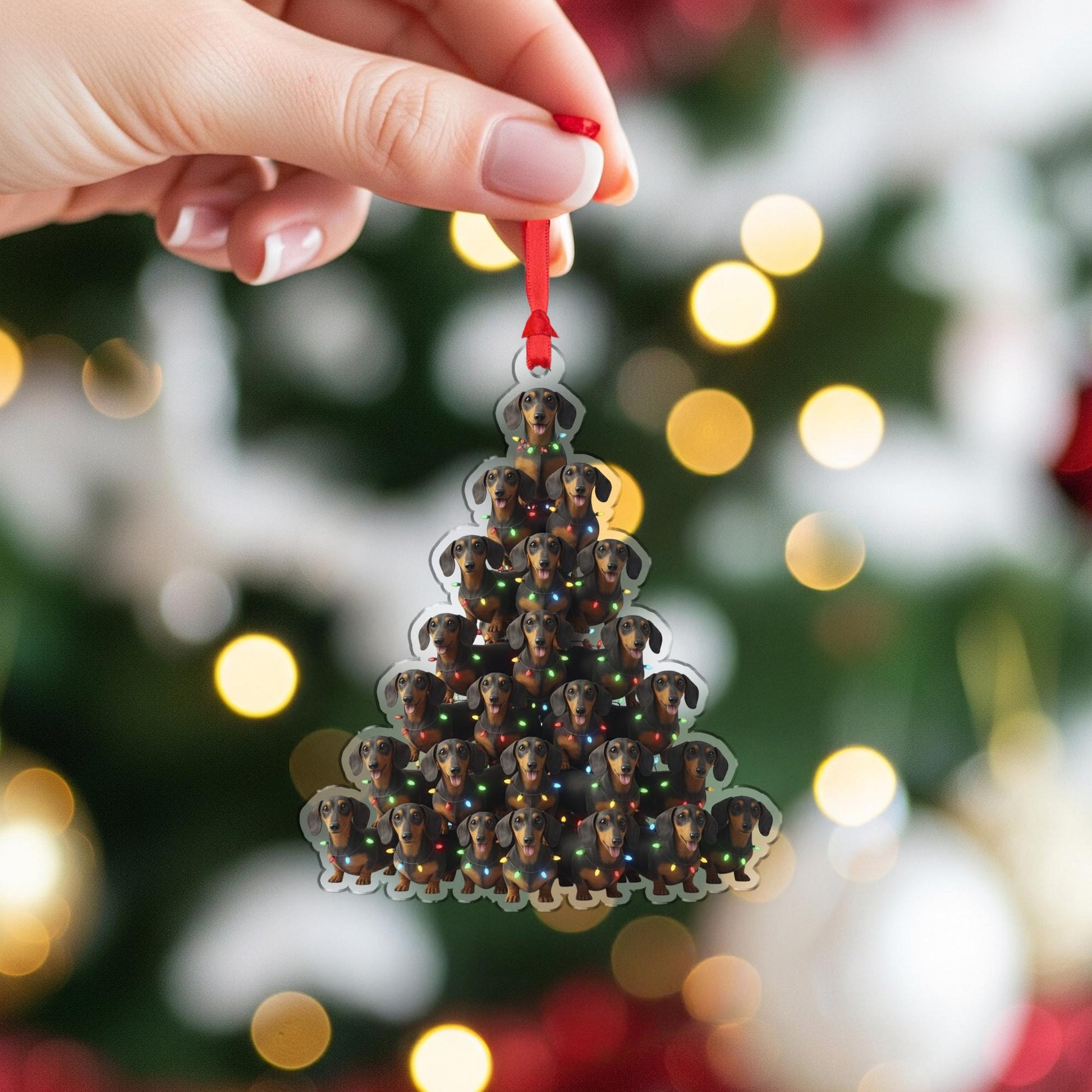 Dachshund Christmas Ornament – Dog Tree Decoration with Lights, Holiday Pet Keepsake