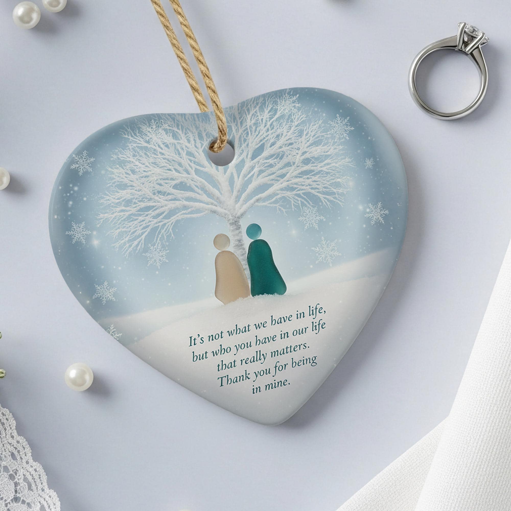 Ceramic Ornament: Best Friend Keepsake, Heart Shaped Holiday Decoration