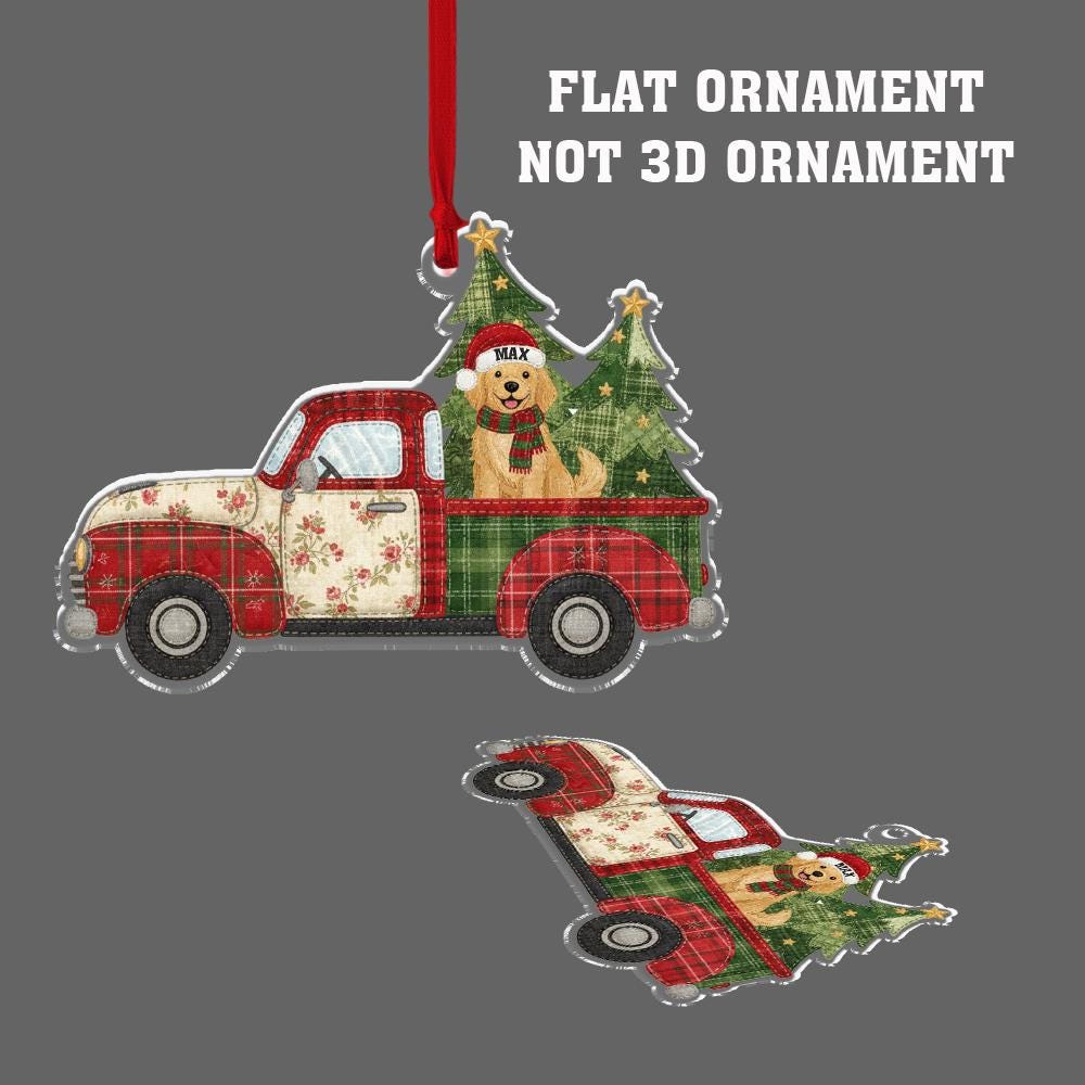 Personalized Dog Breed Truck Ornament – Red Truck Christmas Decor