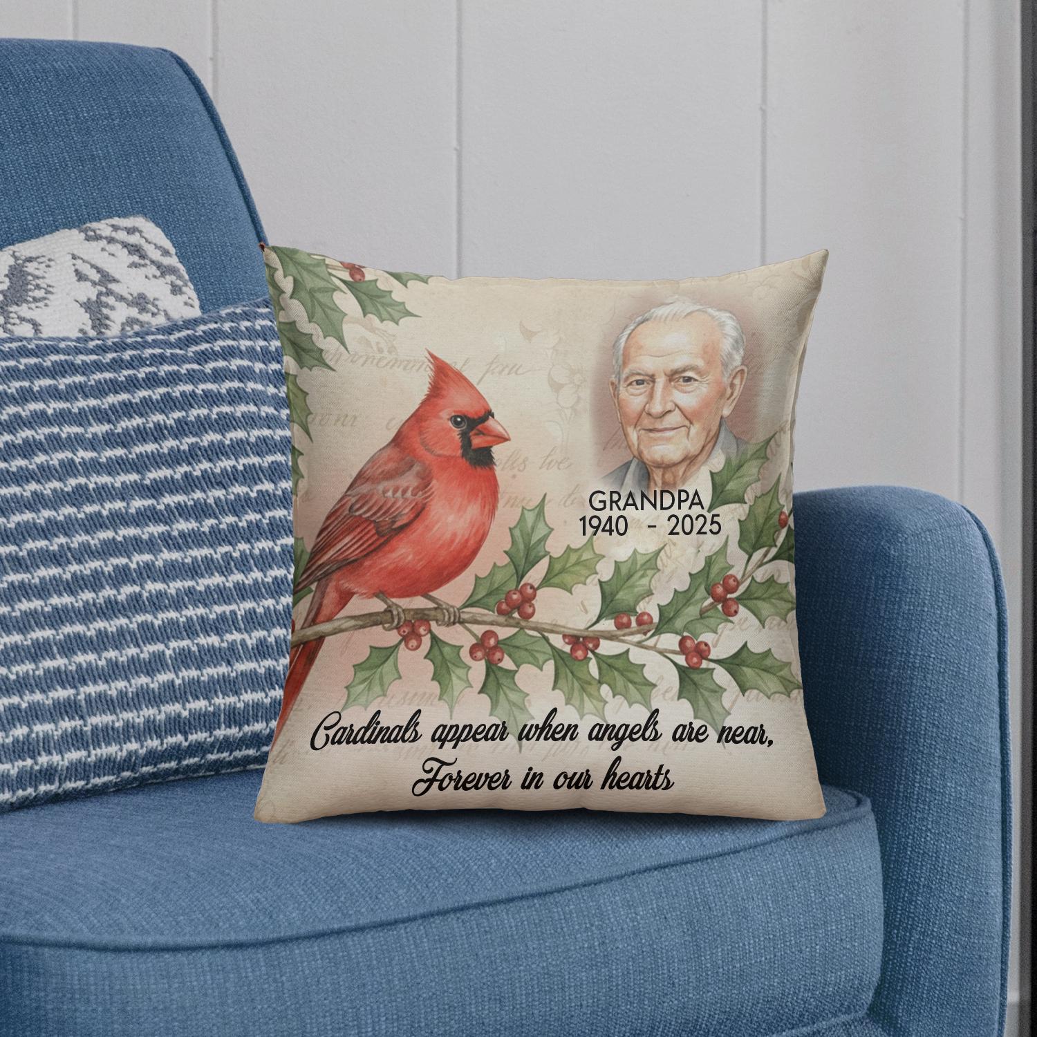 Personalized Memorial Cardinal Pillow – Custom Name & Years Home Decor
