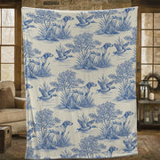 German Shorthaired Pointer Blanket – Blue Toile Hunting Dog Throw