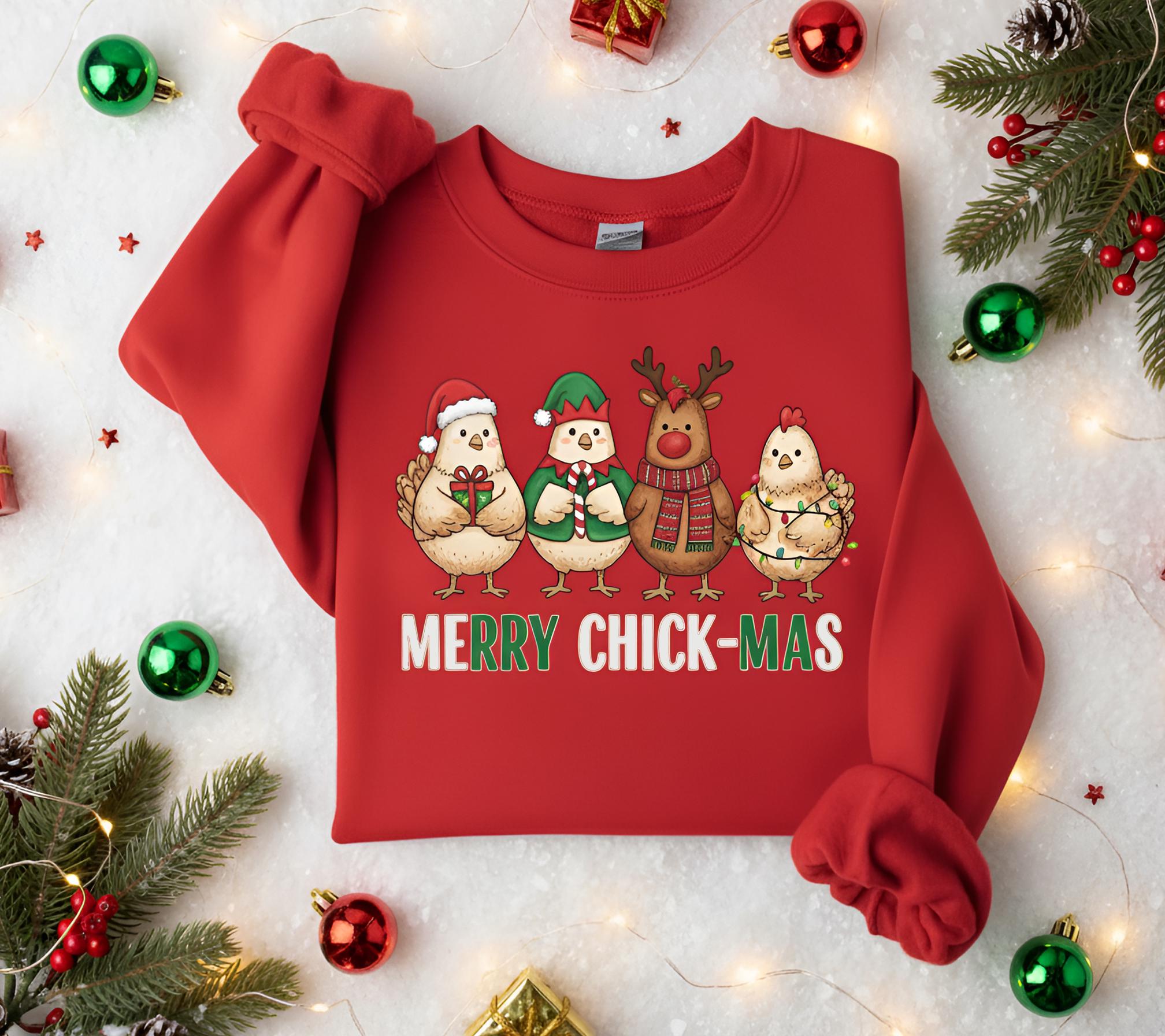 Chicken Christmas Sweatshirt: Holiday Hen Pullover, Funny Farm Animal Design, Festive Costume Illustration
