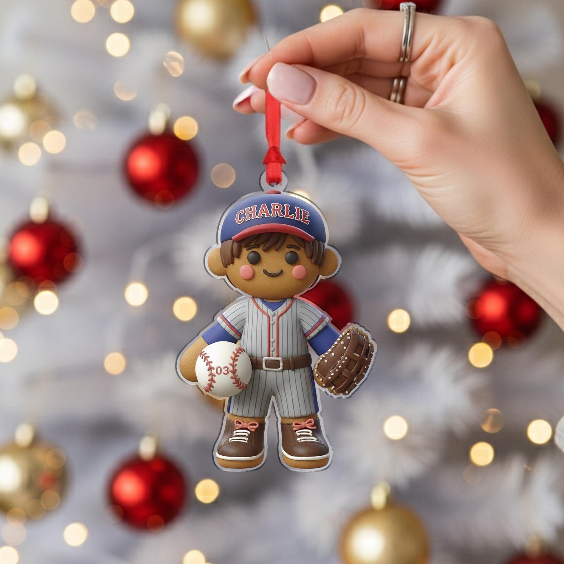 Personalized Gingerbread Baseball Ornament – Custom Name Sports Christmas Gift