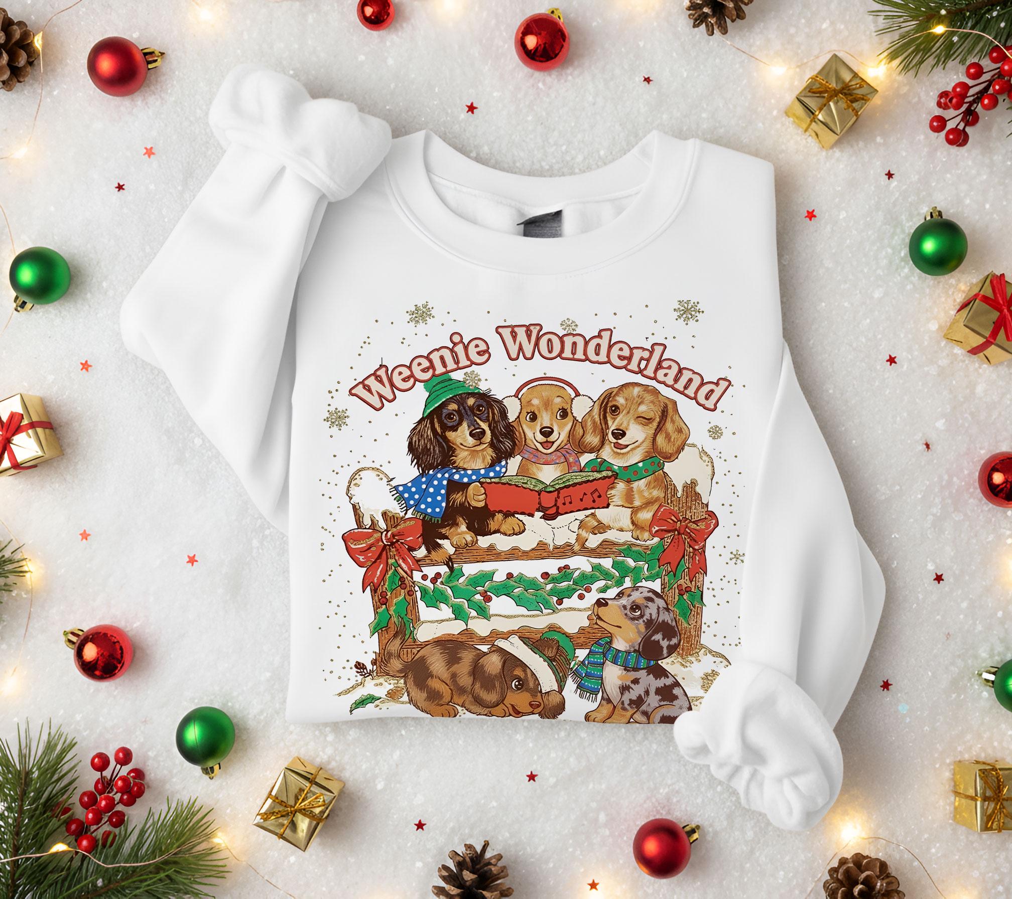 Weenie Wonderland Sweatshirt: Vintage 80s Style Dachshund Holiday Pullover, Retro Dog Christmas Apparel