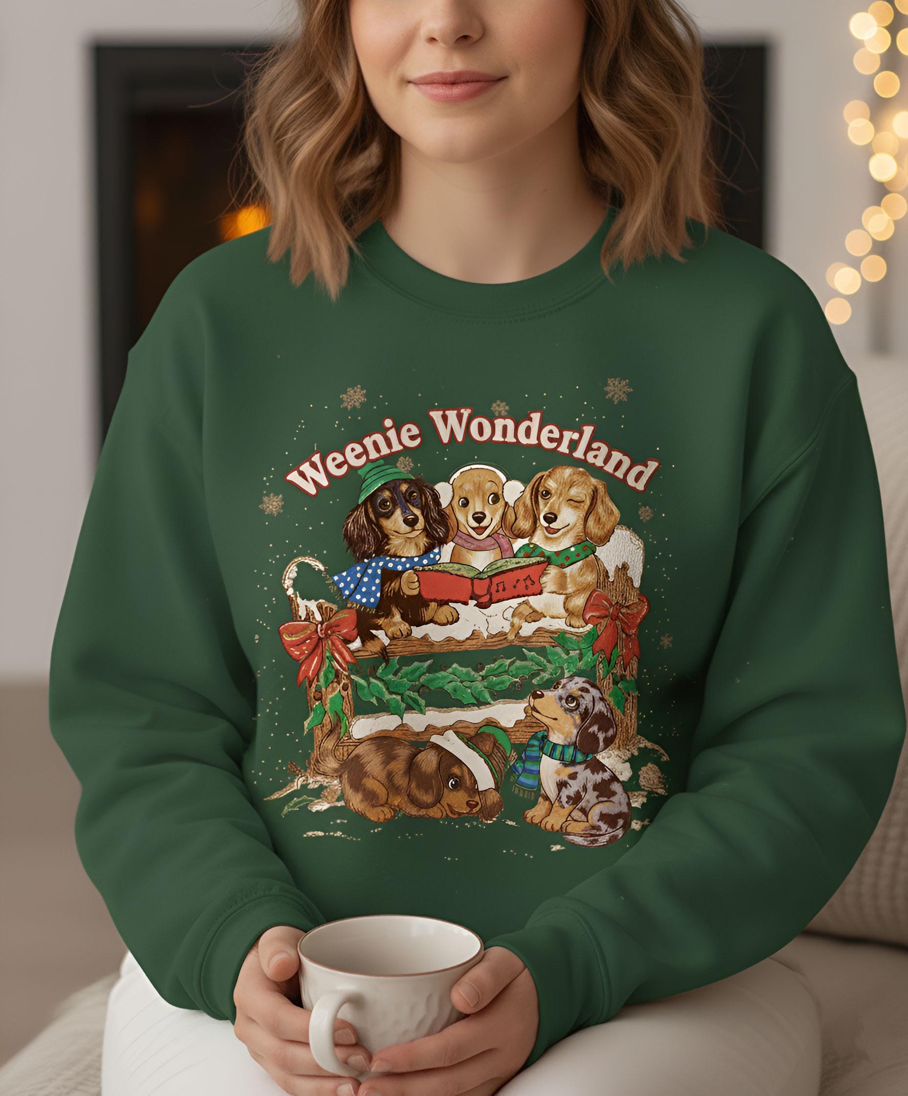 Weenie Wonderland Sweatshirt: Vintage 80s Style Dachshund Holiday Pullover, Retro Dog Christmas Apparel