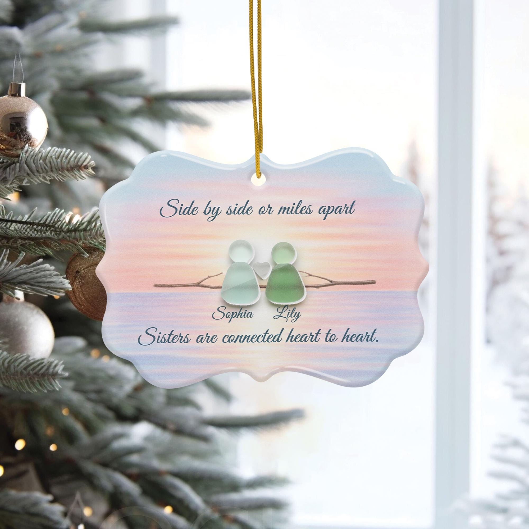 Custom Sister Ornament Ceramic with pieces Keepsake Decoration