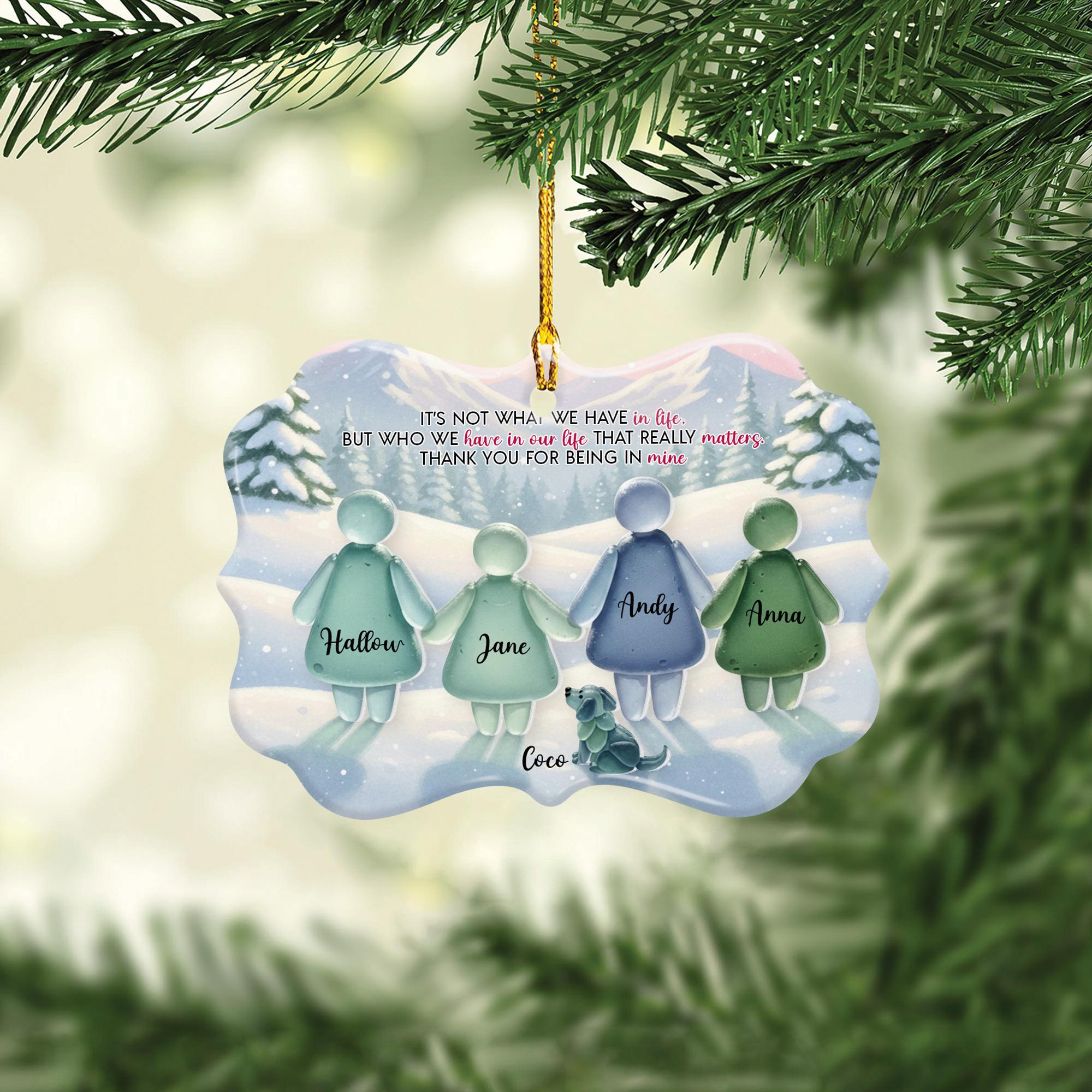 Personalized Family Ceramic Christmas Ornament with Acrylic Accent