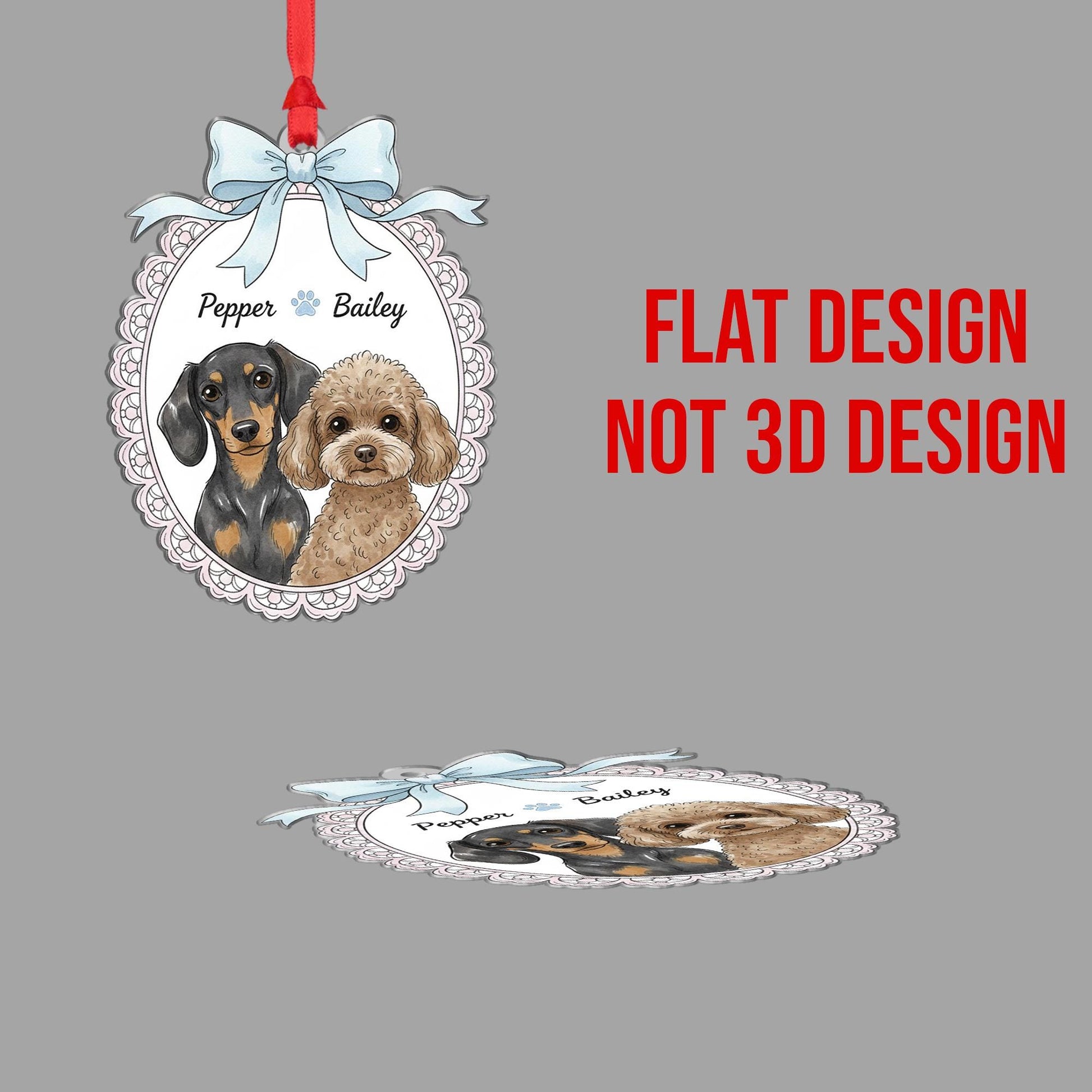 Personalized Dog Portrait Ornament — Hanging Pet Keepsake — Name Customization